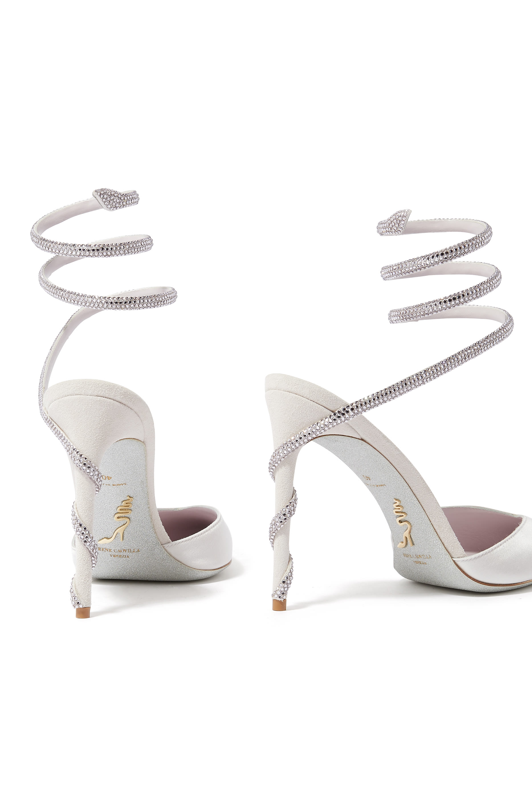 Cleo 105 Crystal Wrap Around Satin Pumps