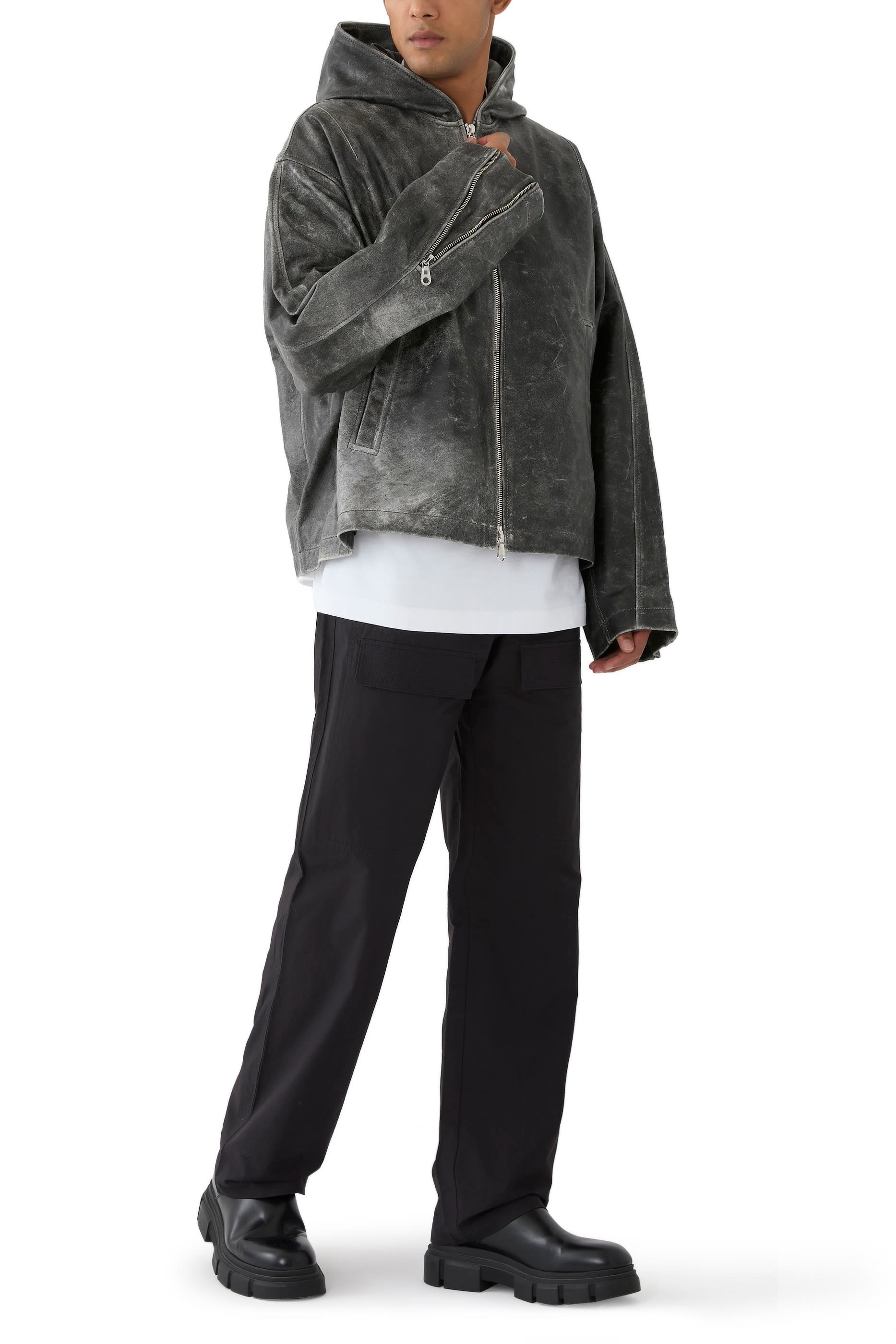 Hooded Leather Jacket