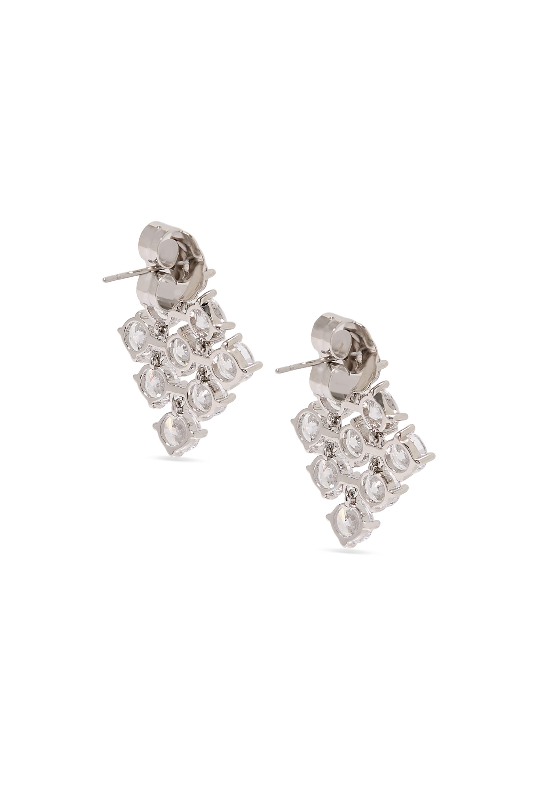 Statement Earrings, Rhodium Plated Brass & Cubic Zirconia