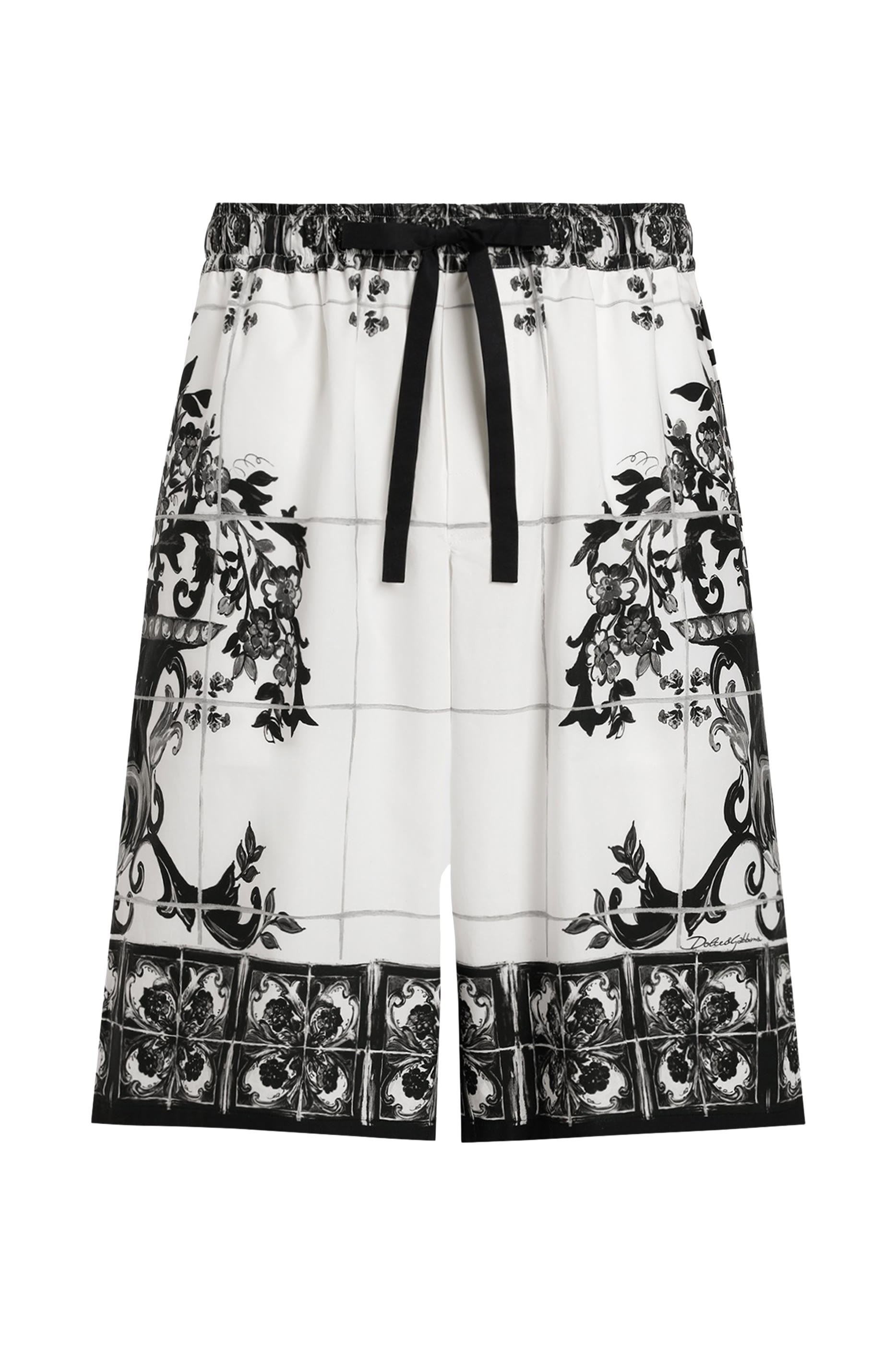Majolica-Print Poplin Shorts