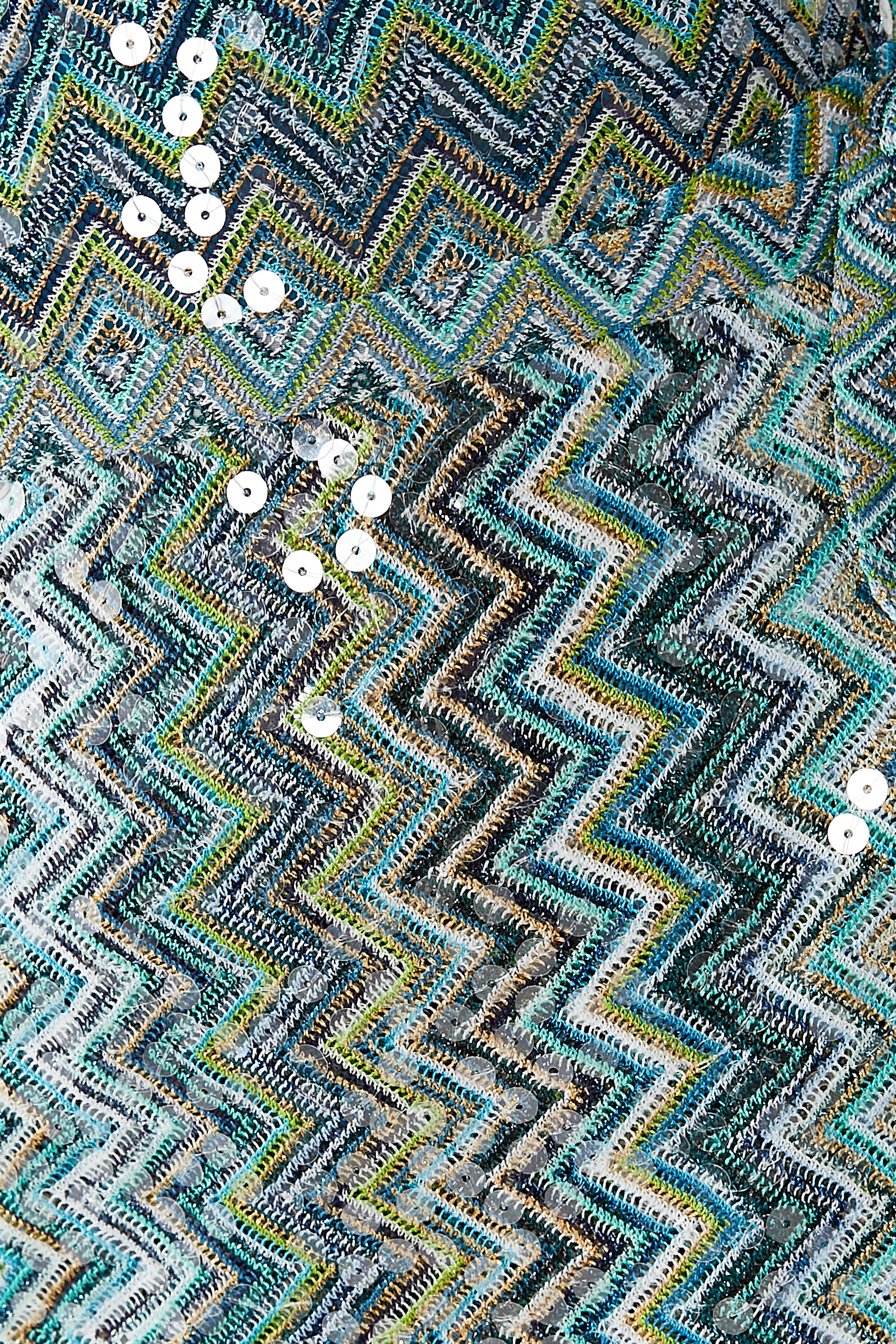 Exclusive Mare Chevron Raschel Sequinned Fringed Mini Skirt