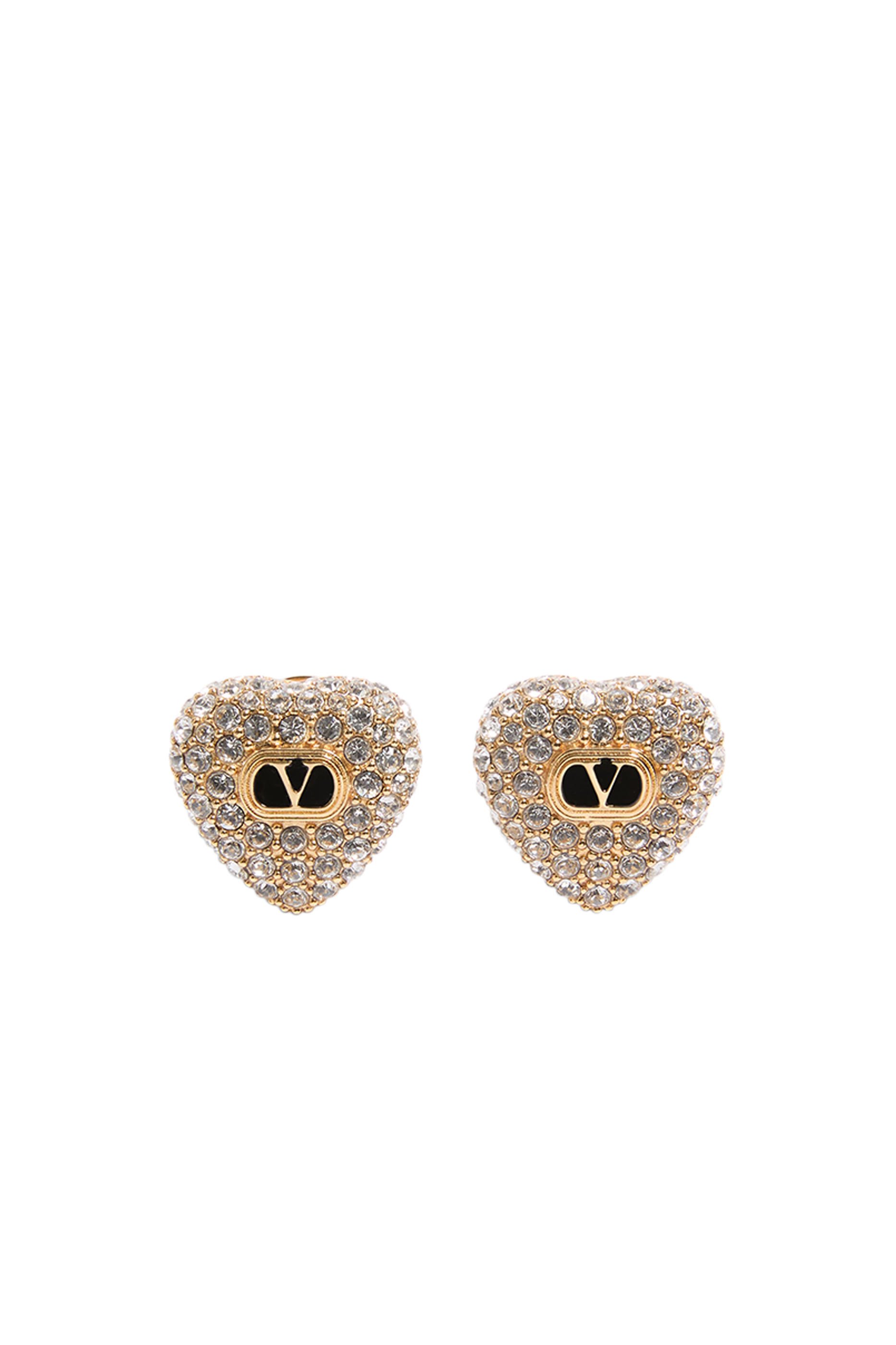 Crystal Heart VLogo Clip-On Earrings