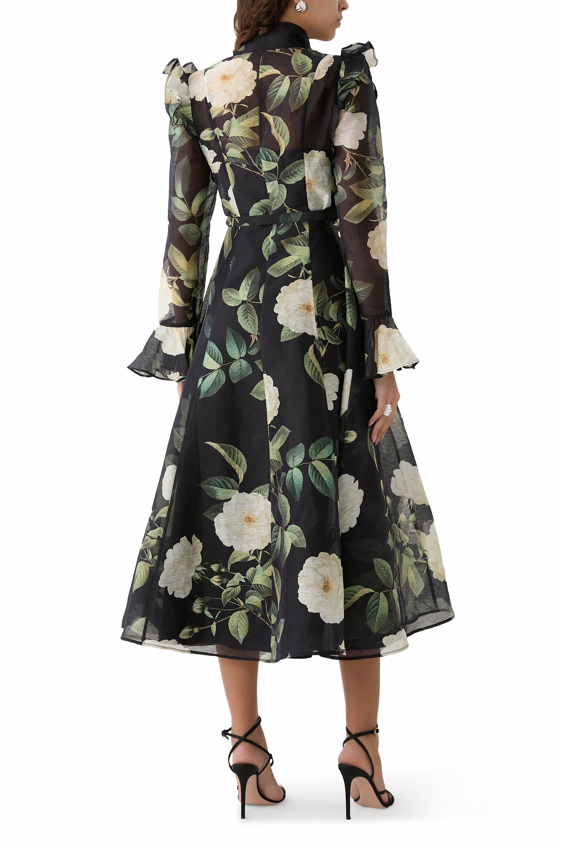 Katrina Butterfly Sleeve Midi Dress, White Rose