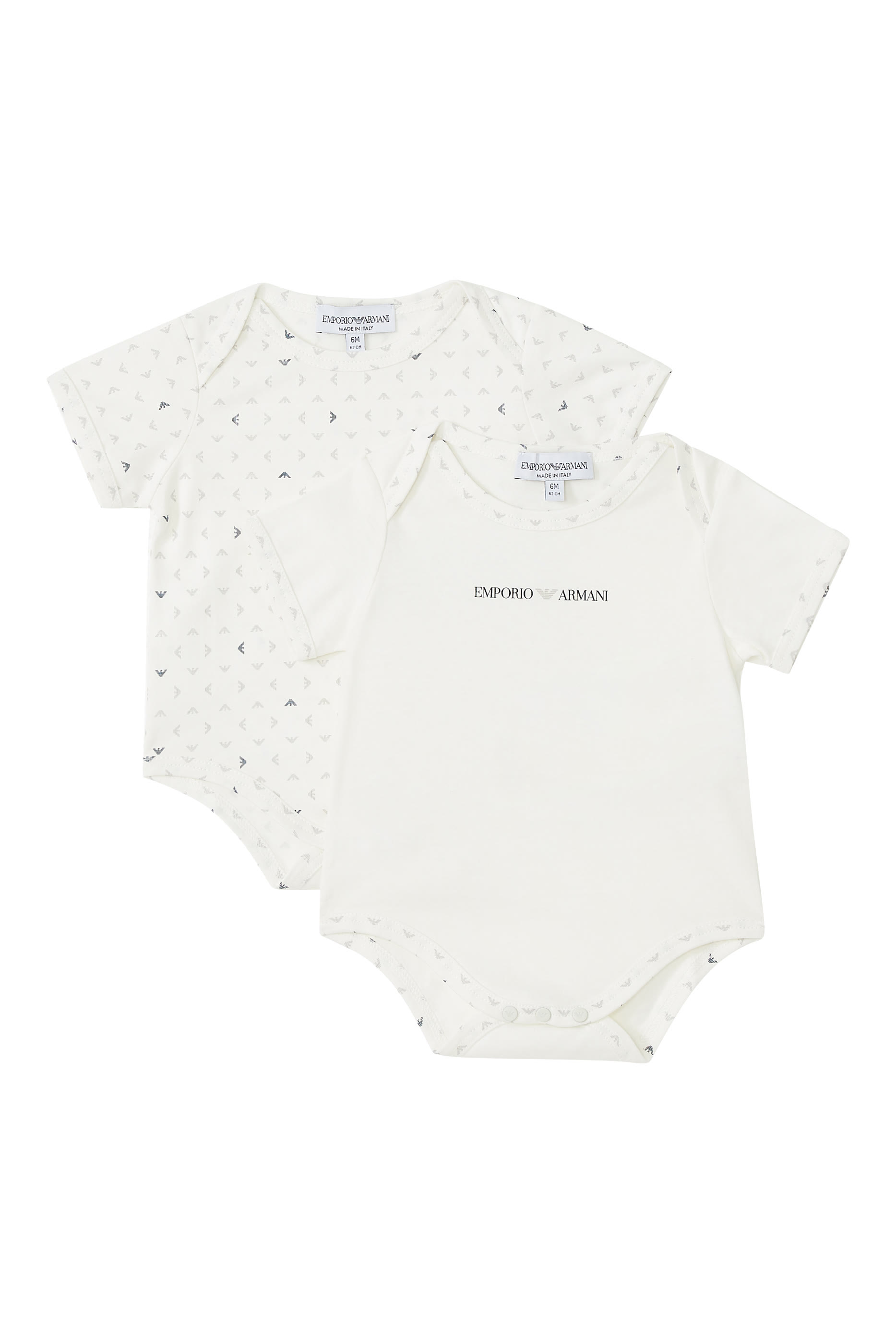 Logo Short-Sleeve Rompers, Set of 2