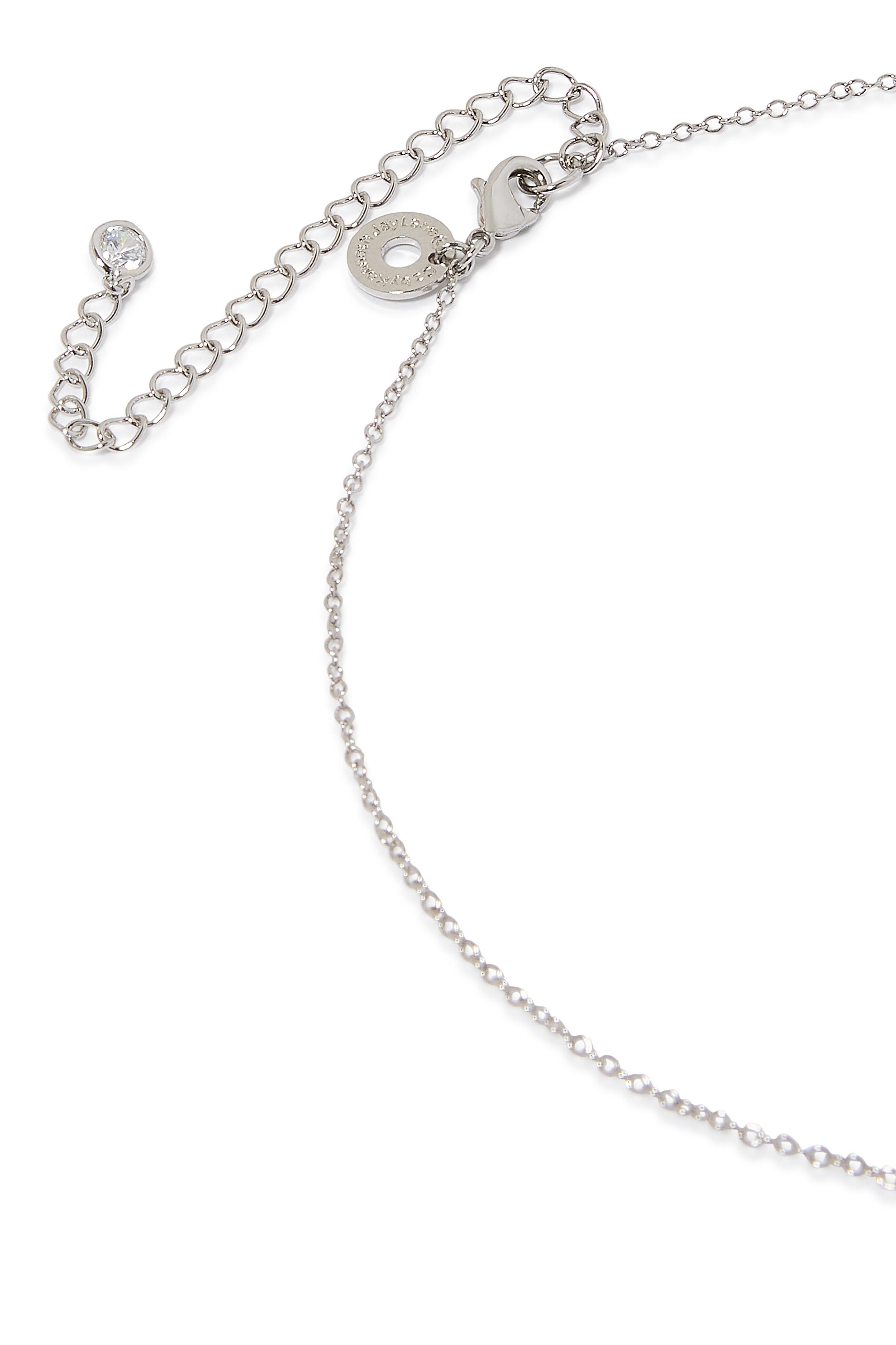 Pendant Necklace, Rhodium Plated Brass & Cubic Zirconia