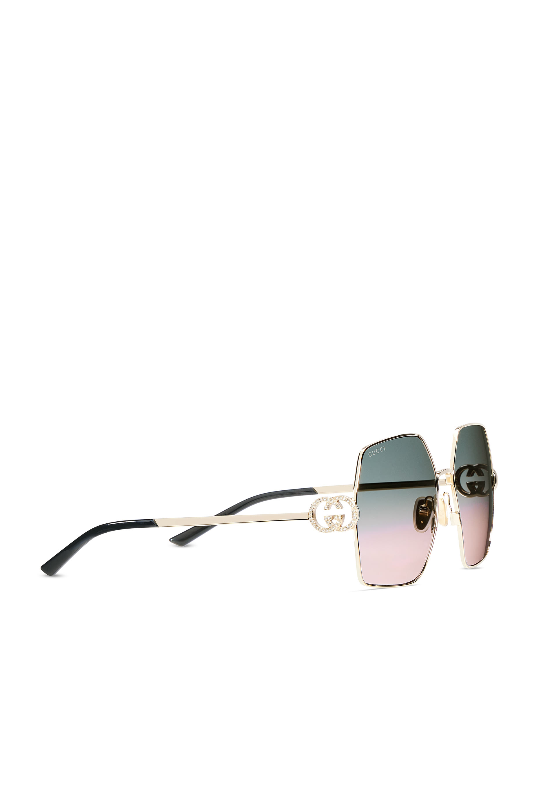 Crystal Interlocking G Oval Frame Sunglasses