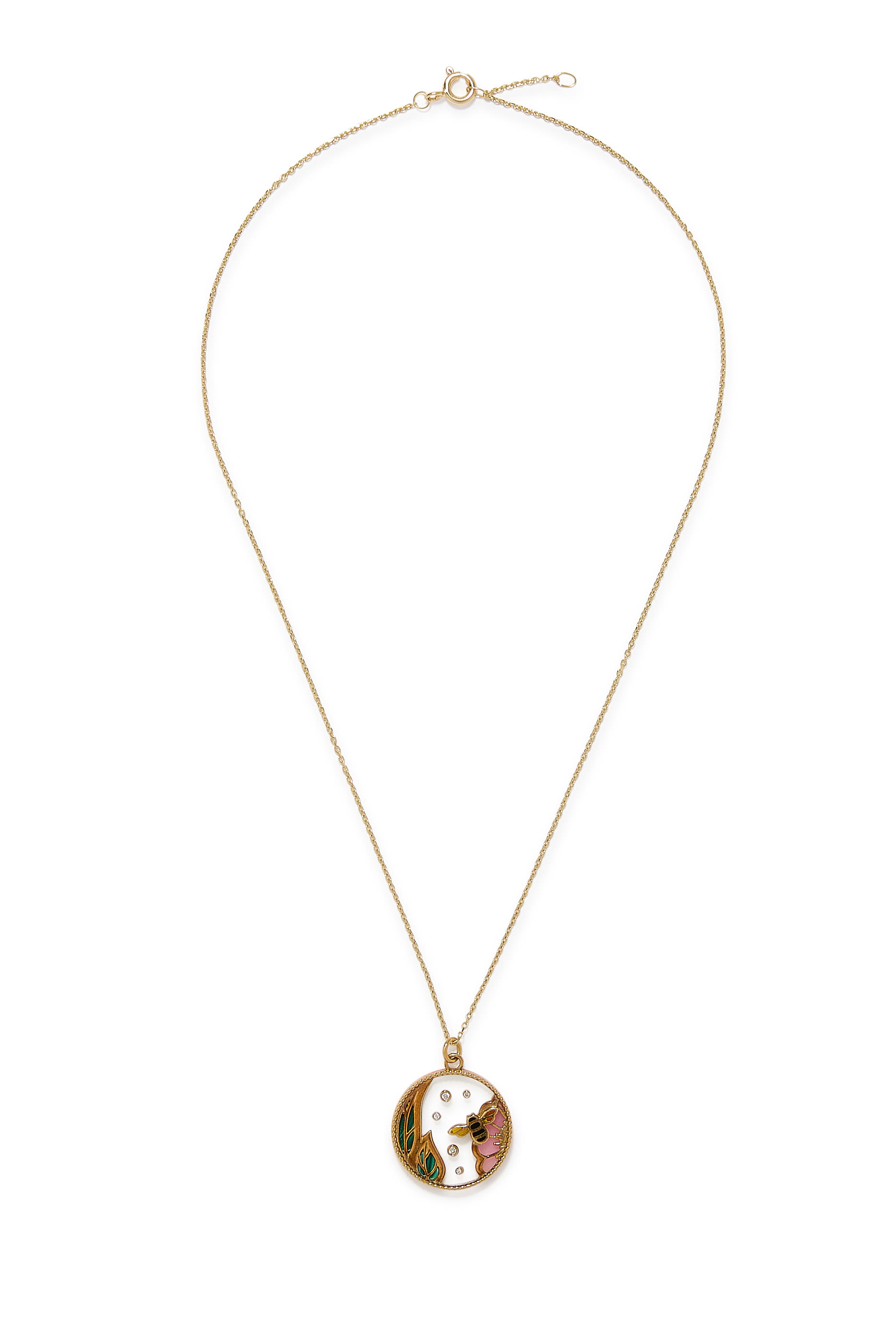Love Spring Pendant Necklace, 18k Yellow Gold & Diamonds