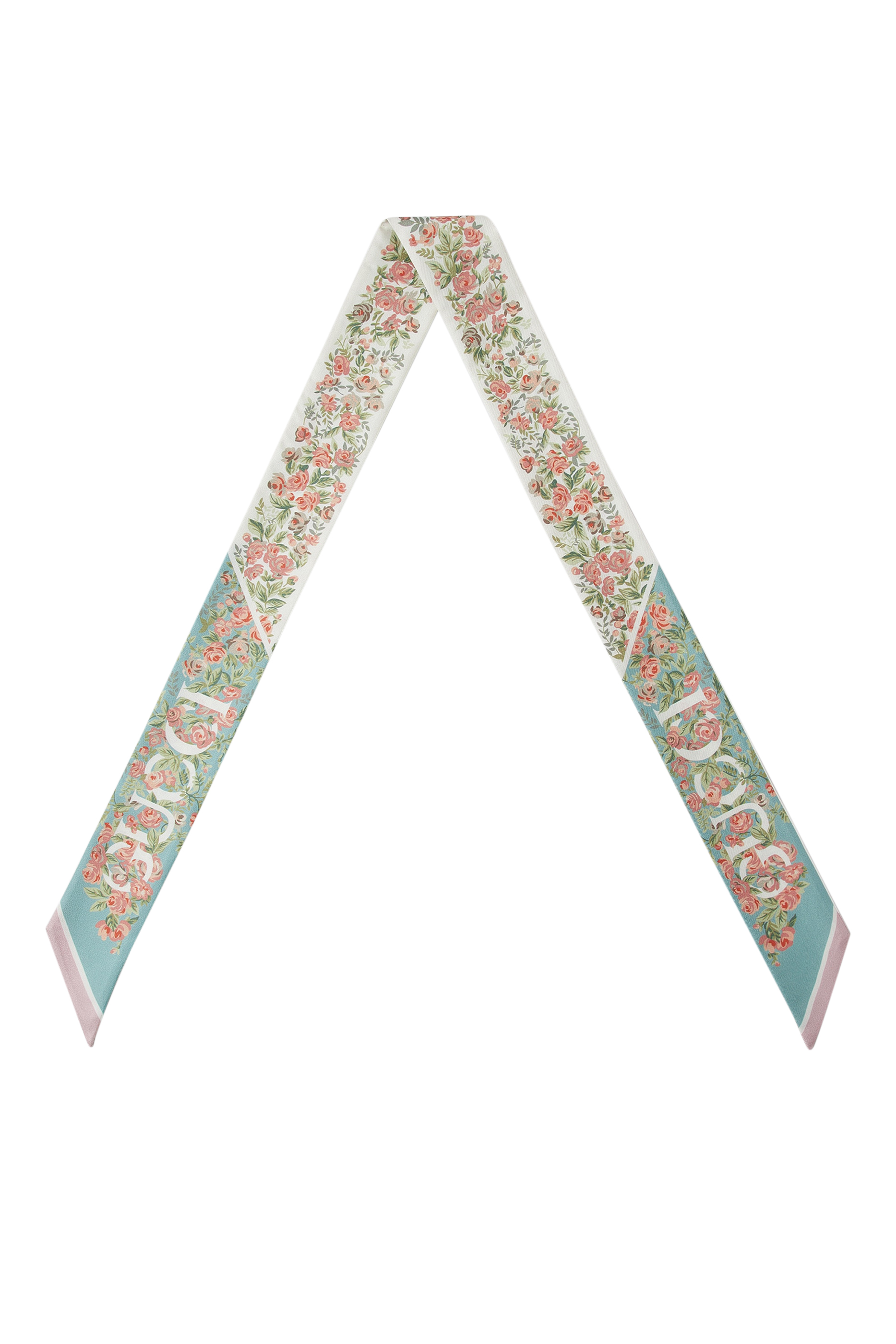 Floral Print Silk Neck Bow