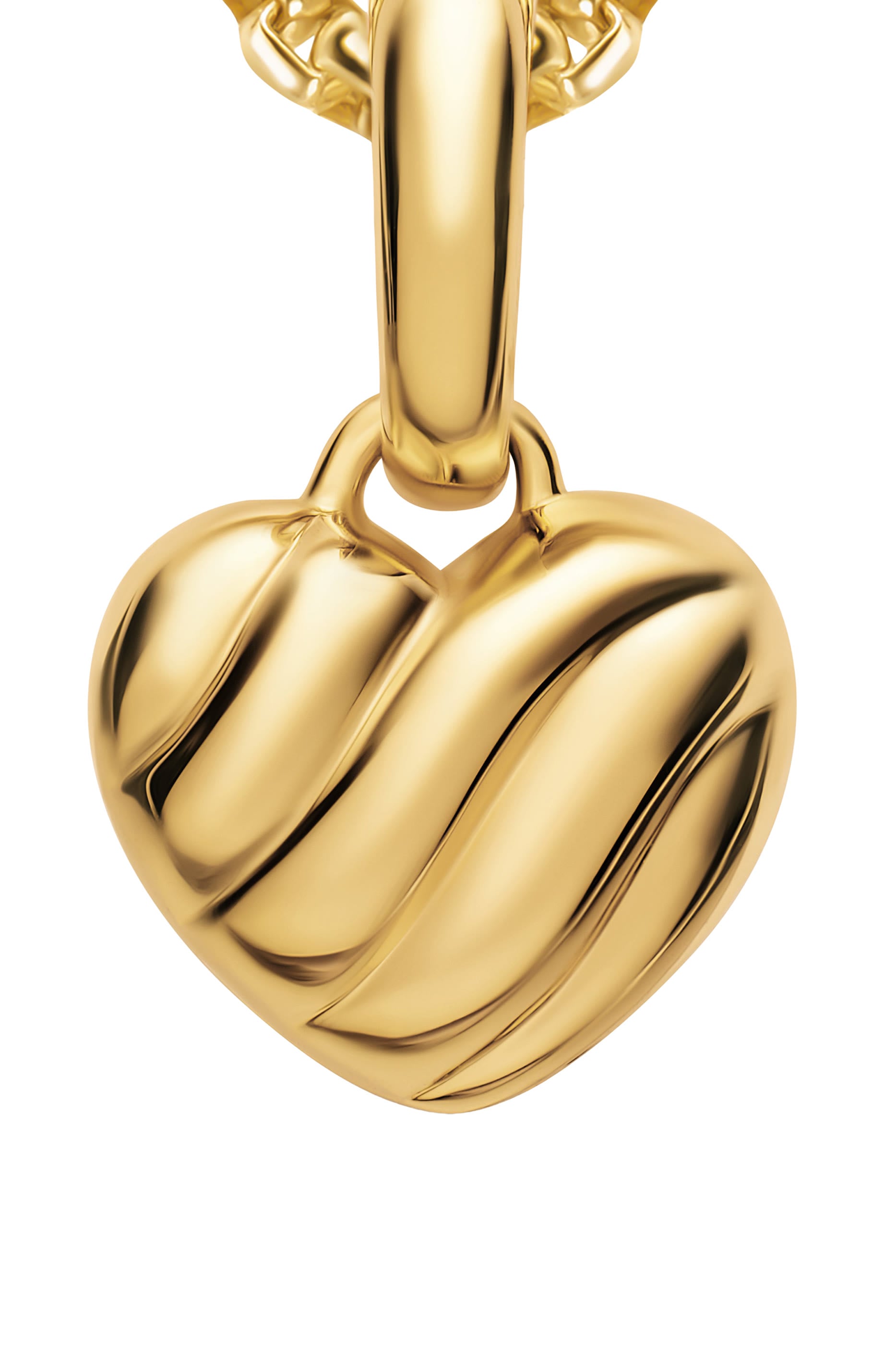 Petite Puffy Cable Heart Amulet, 18K Yellow Gold