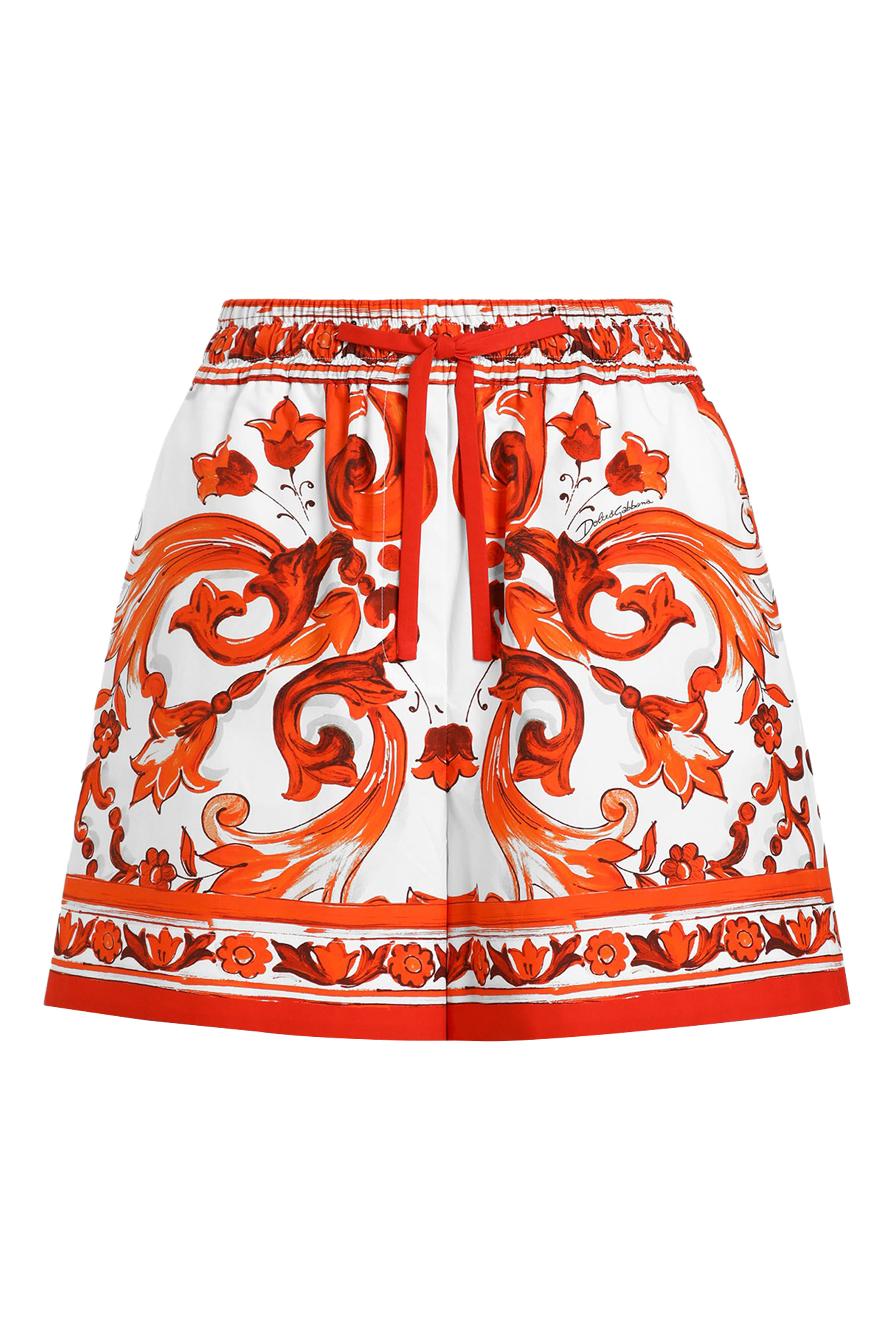 Majolica-Print Poplin Shorts