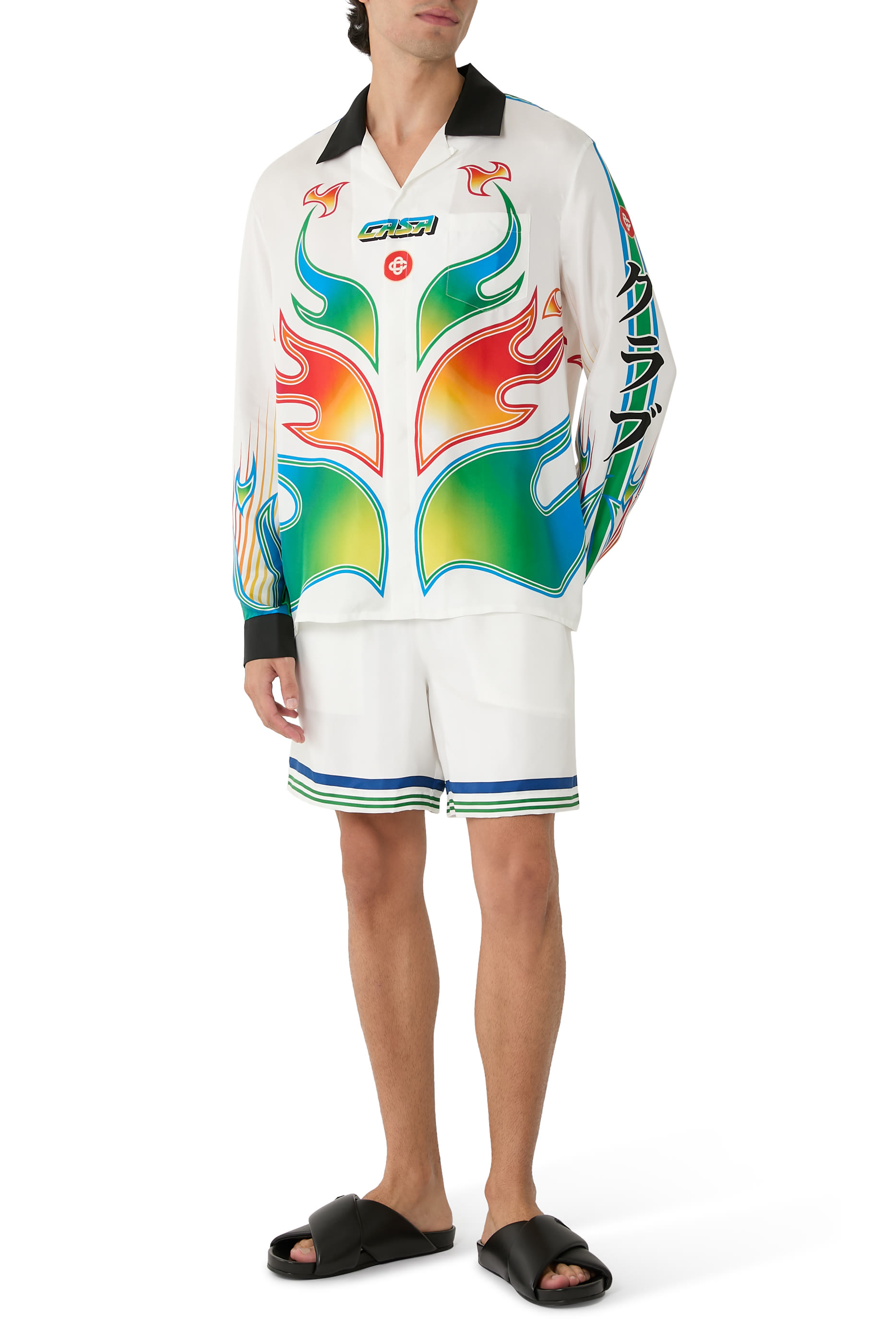 Flame Laurel Long-Sleeve Silk Shirt