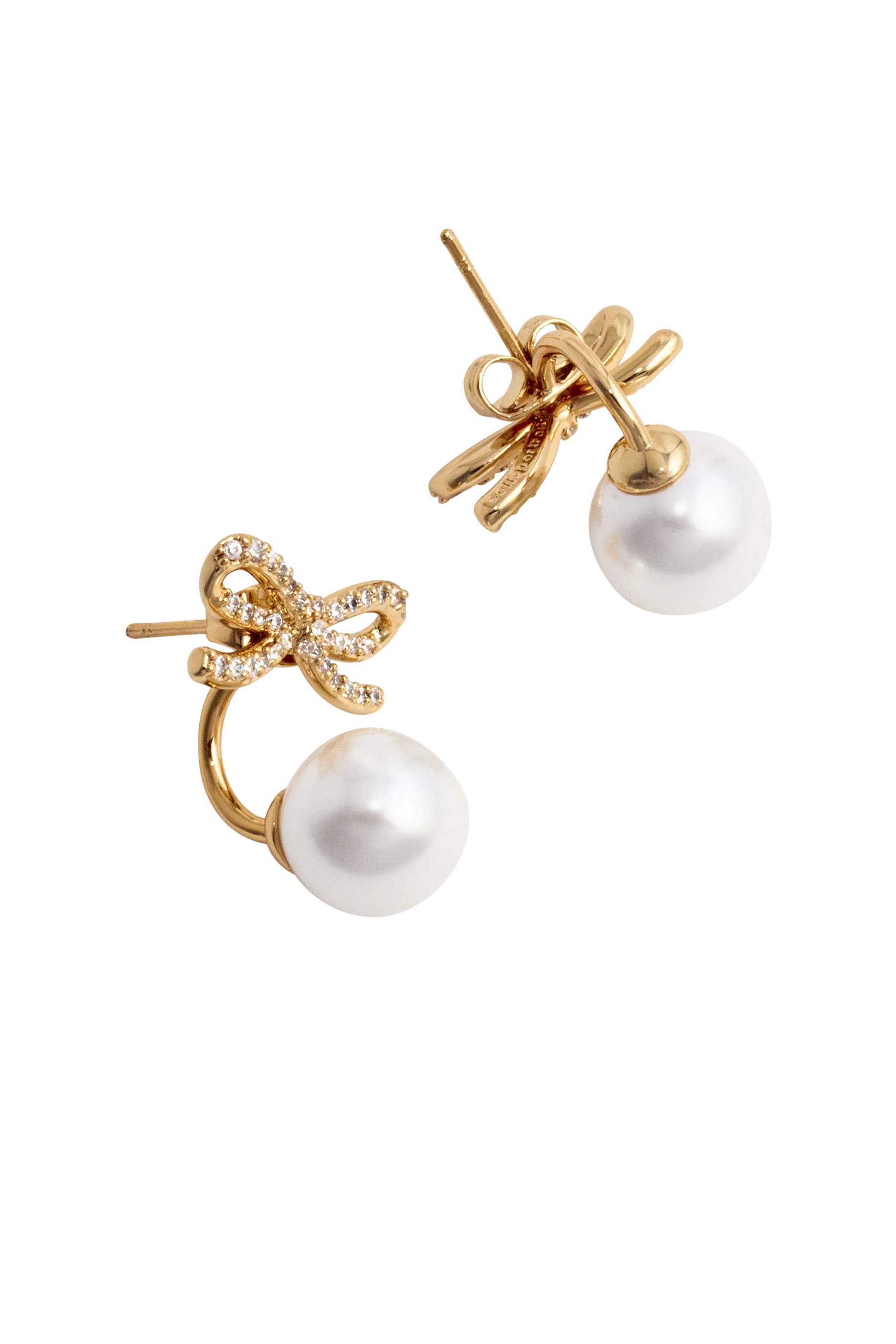 Bow Pearl Jacket Earrings