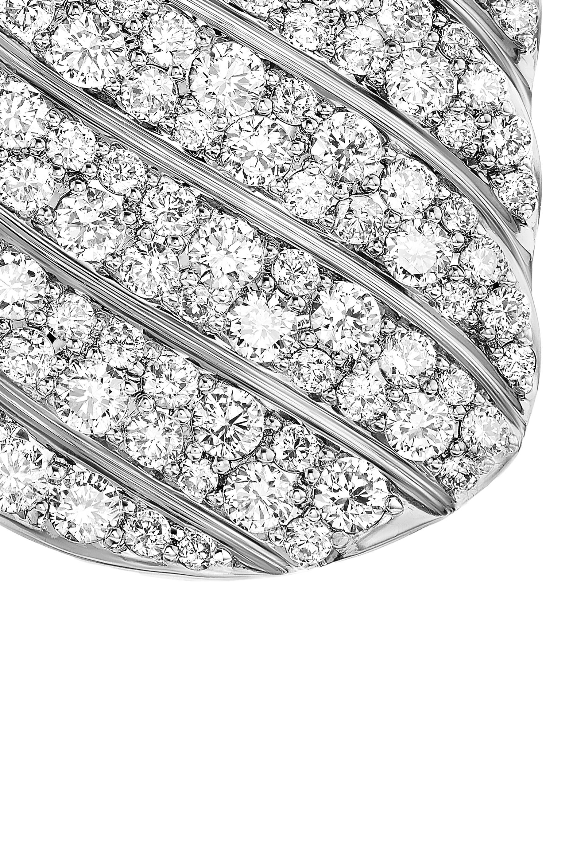 Sculpted Cable Tag Diamond Pendant in Sterling Silver