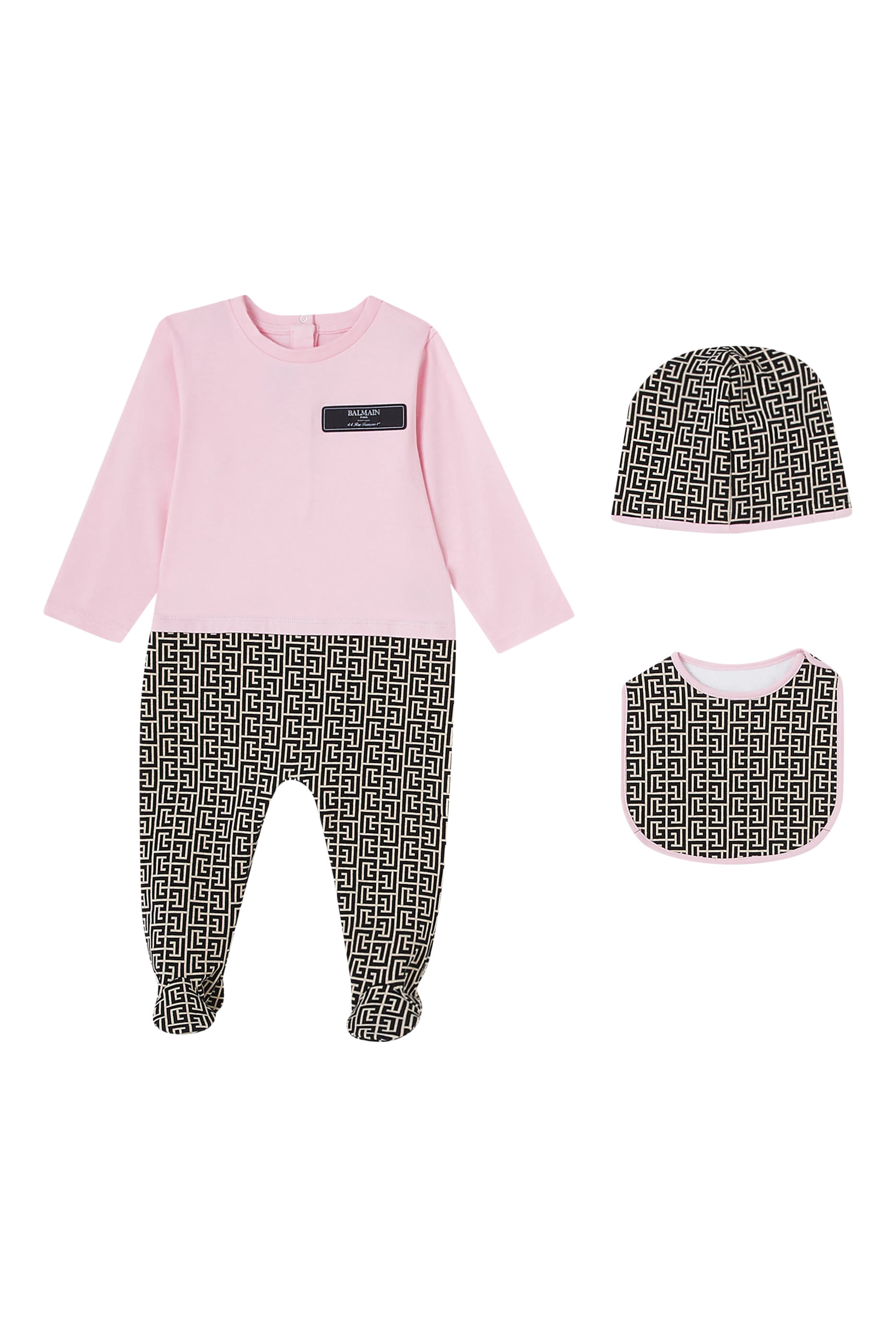 Kids Cotton Jumpsuit, Bib & Hat Set