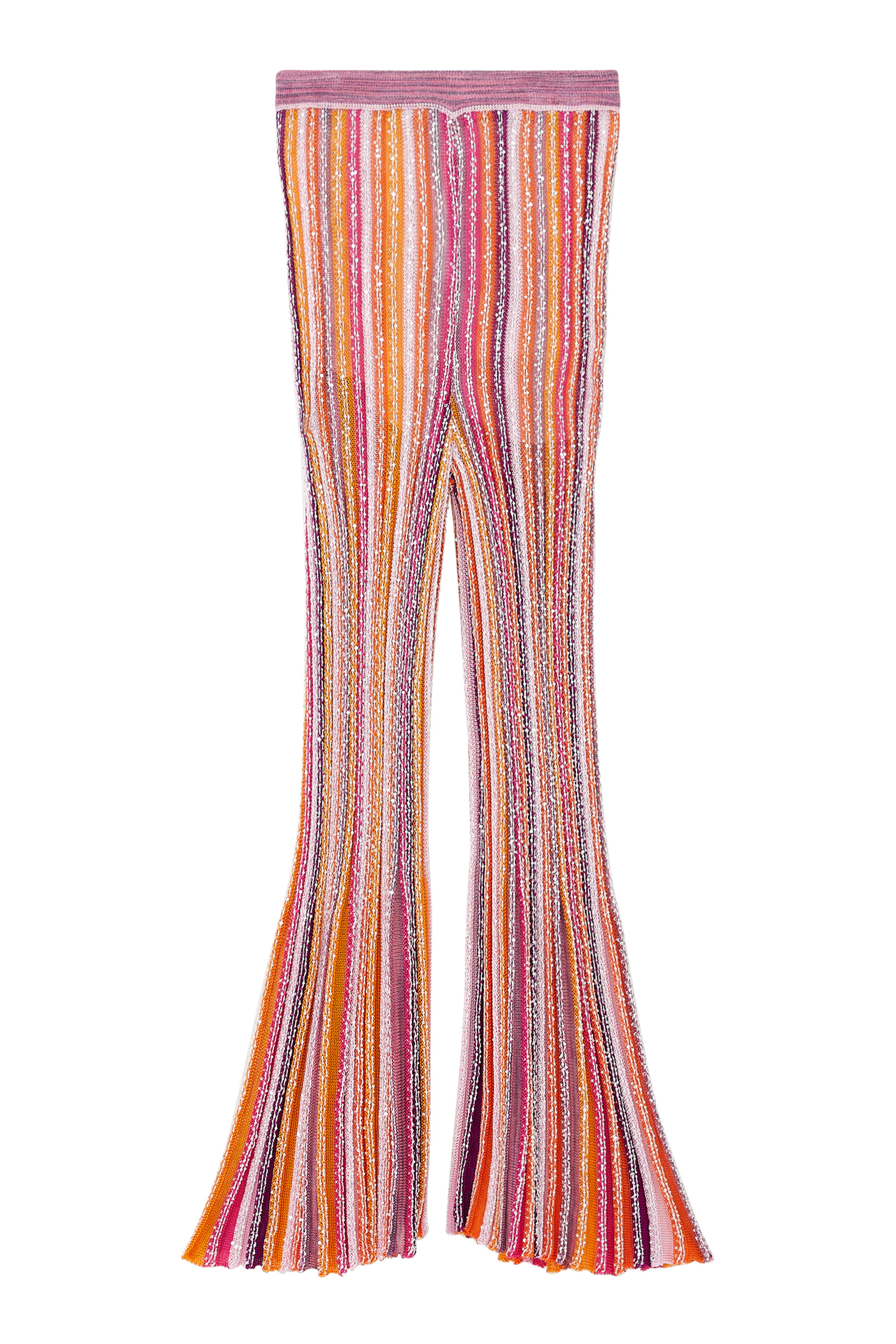 Kids Flared Trousers in Striped Crochet