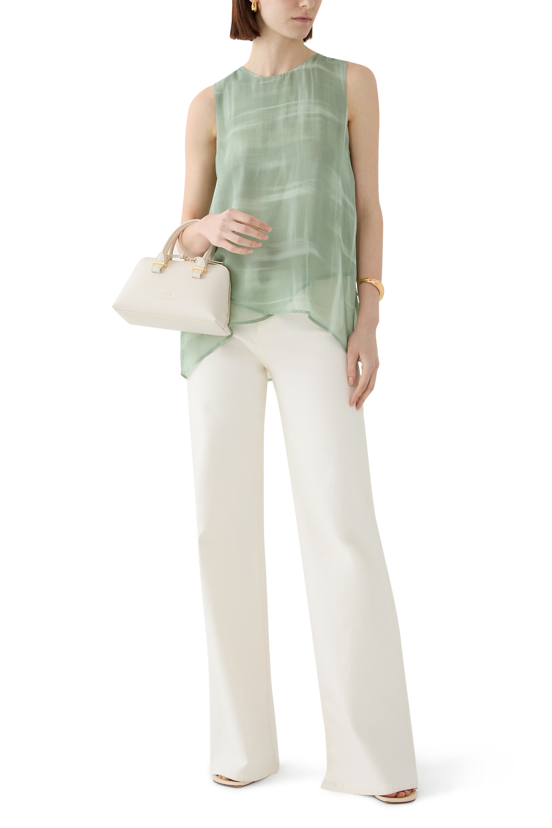 The Grid Marble-Print Top