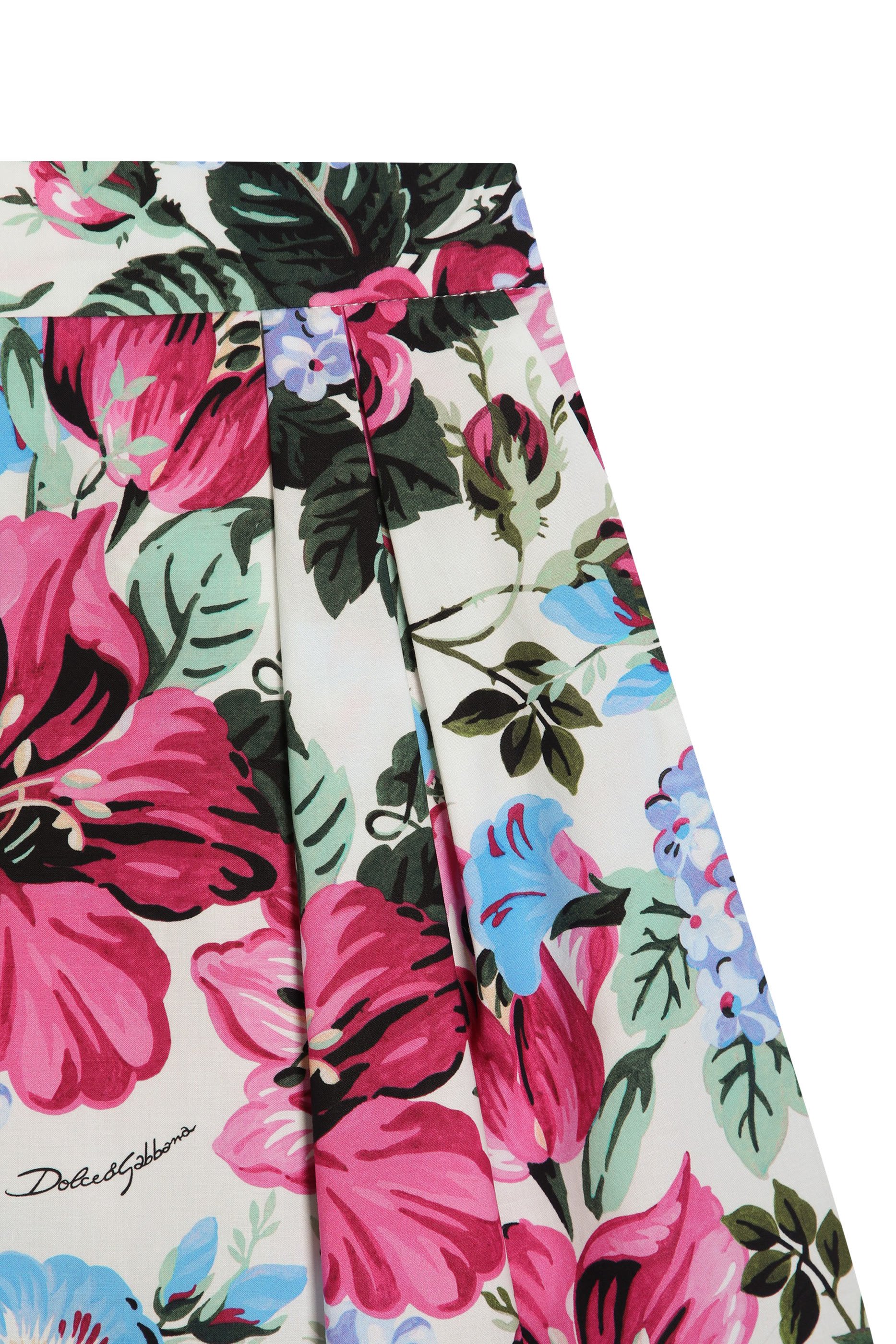 Kids Peony Printed Poplin Circle Skirt