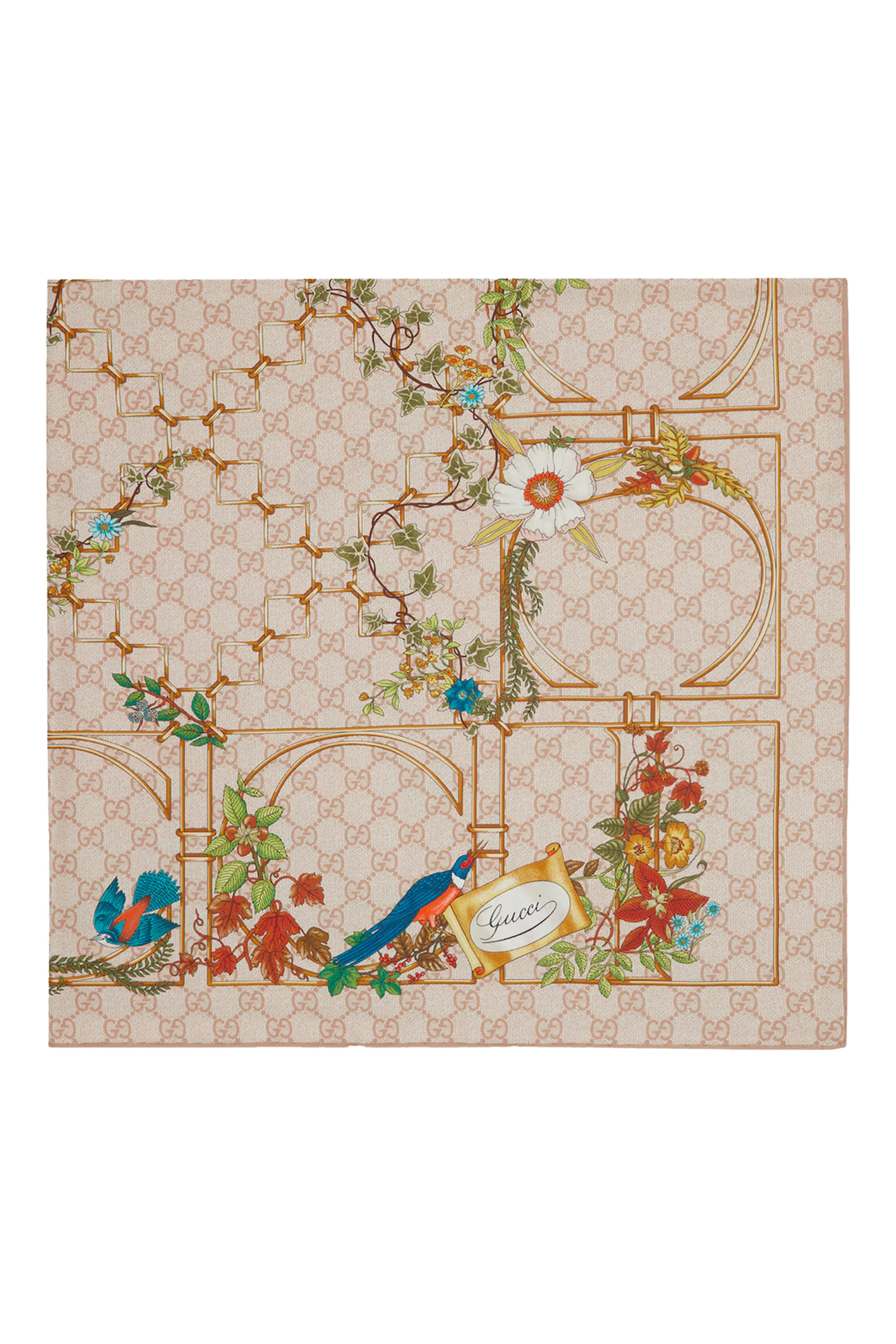 Animal and Floral Print Silk Carré