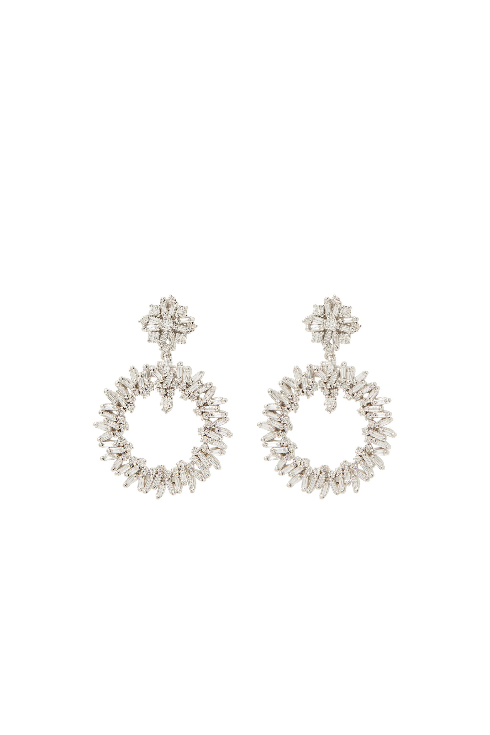 Baguette Earrings, 18K White Gold & Diamonds