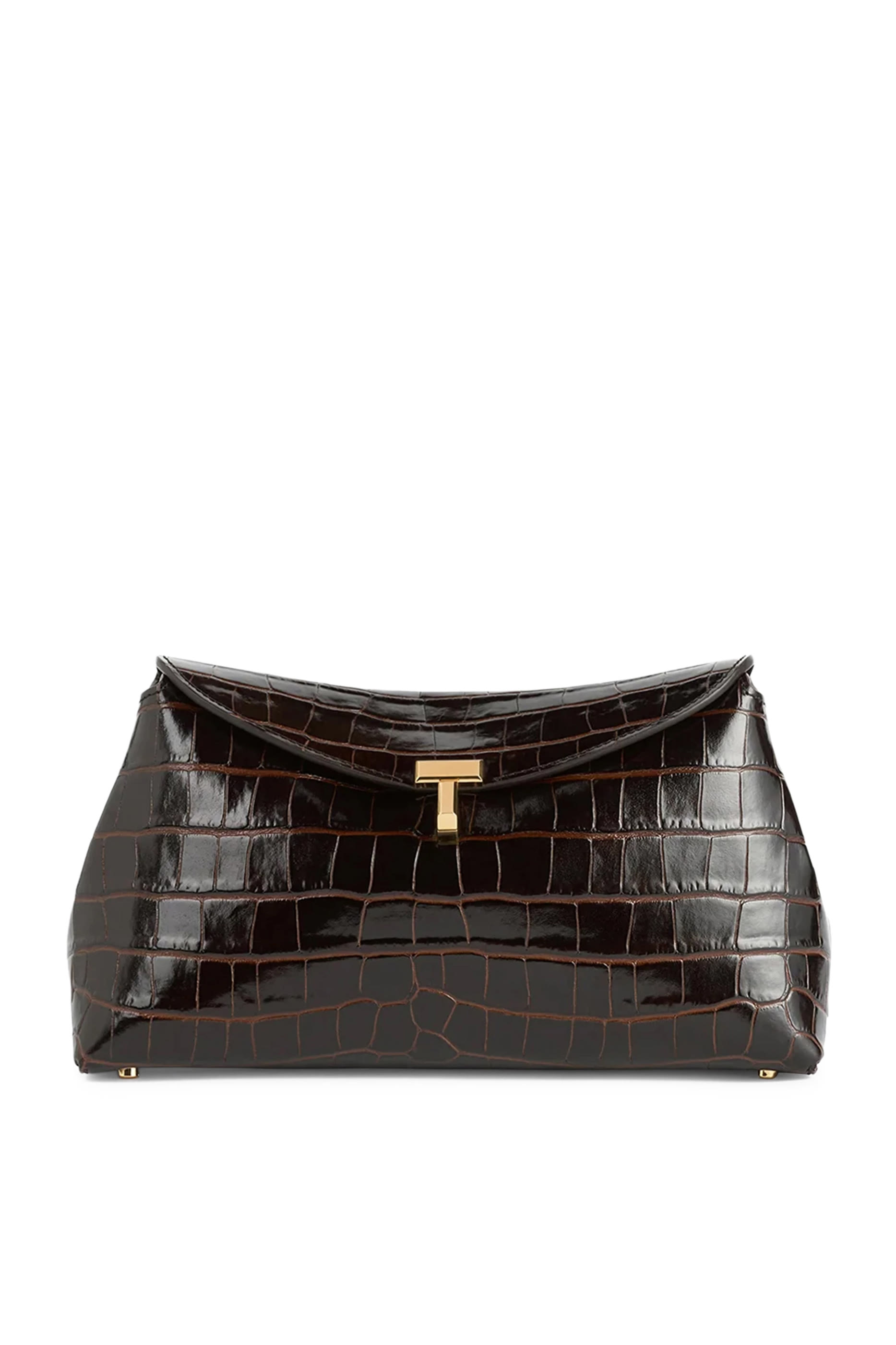 T-Lock Croco-Embossed Clutch