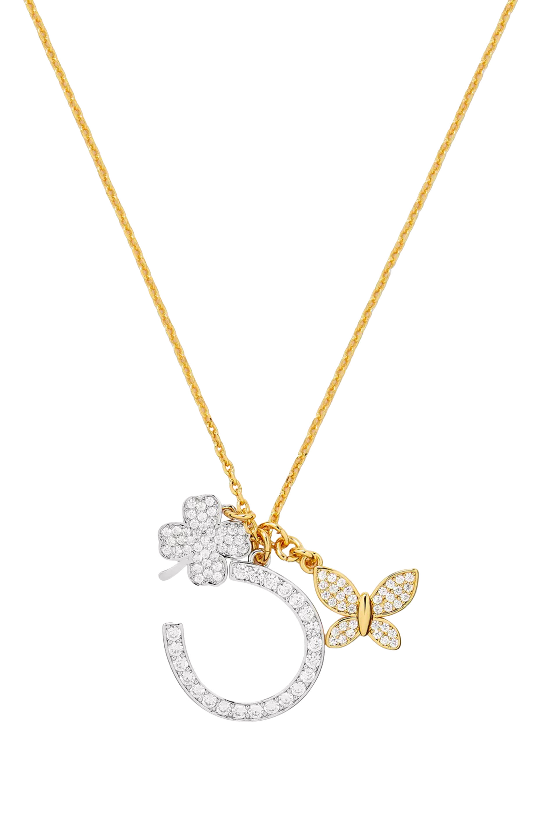 Lucky Charm Statement Pendant, Plated Metal & Cubic Zirconia