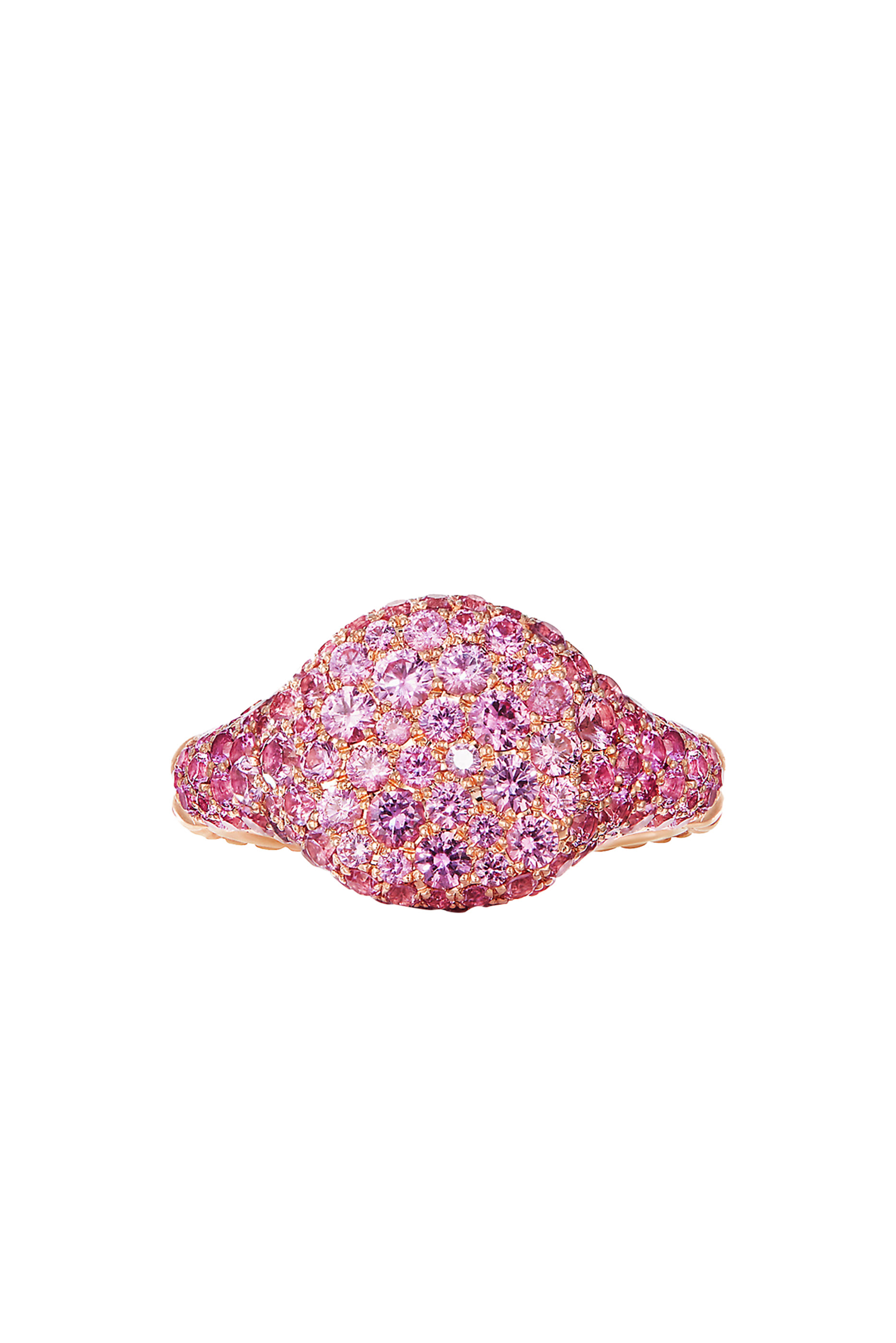 Chevron Pinky Ring, 18K Rose Gold & Pink Sapphires
