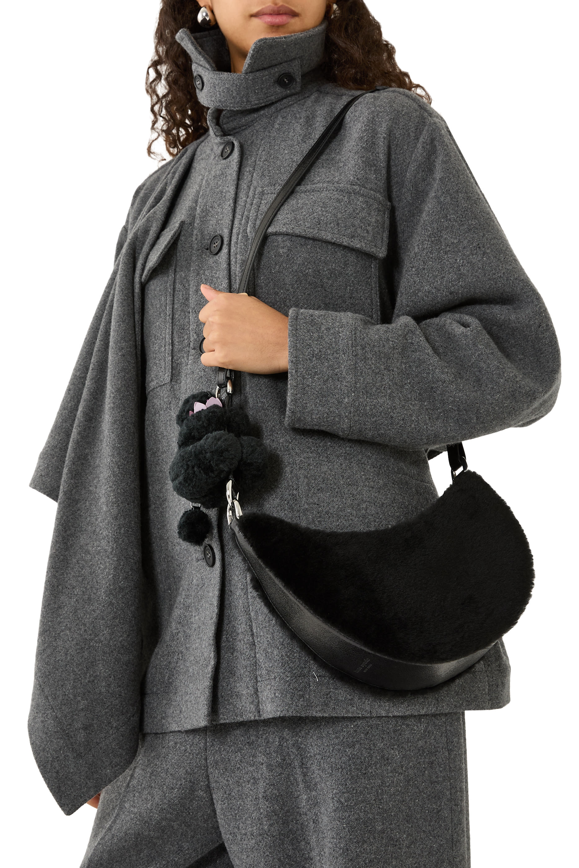 Duo Shearling Bear Crossbody Bag