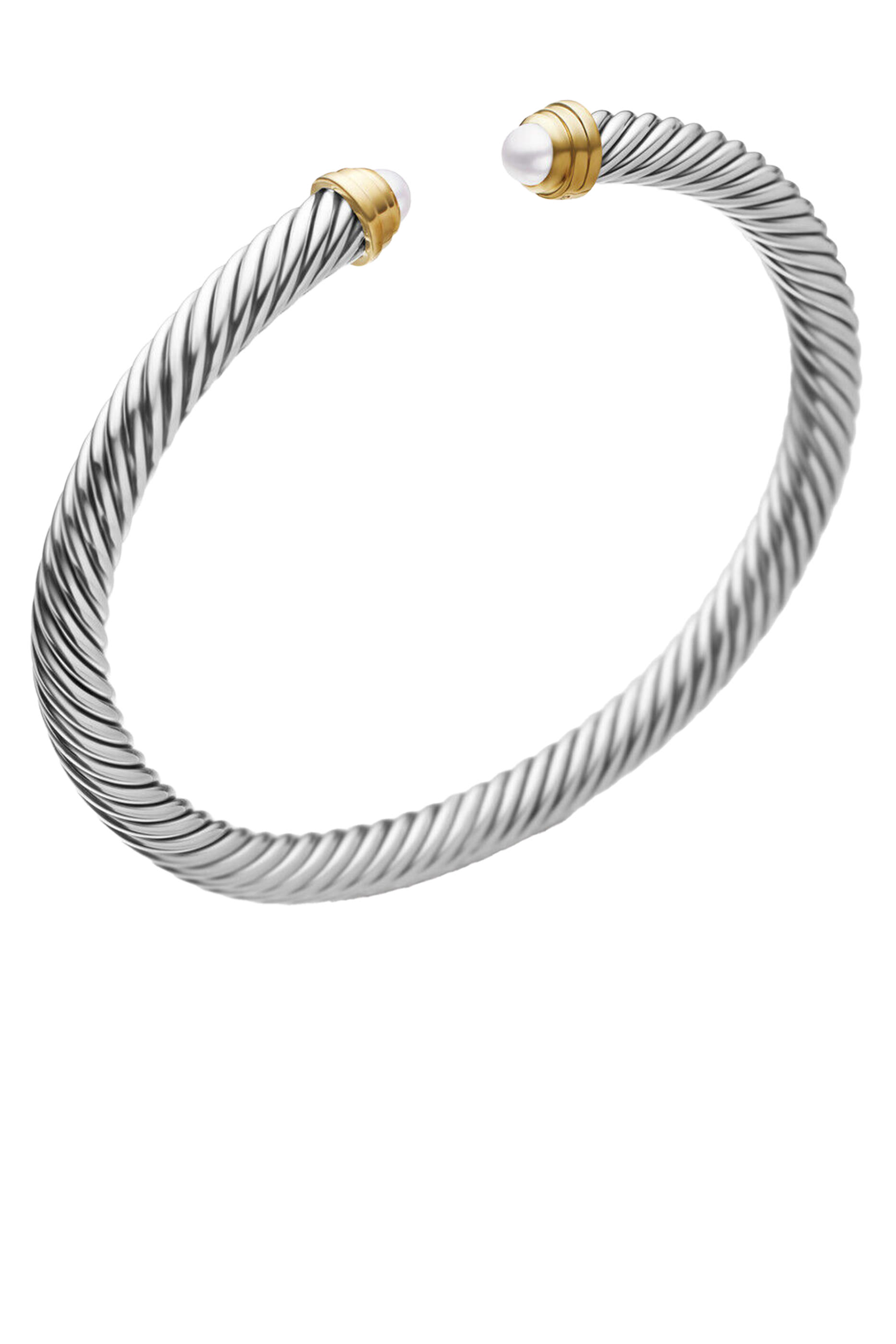 Classic Cable Bracelet, Sterling Silver with 14k Yellow Gold and Pearls