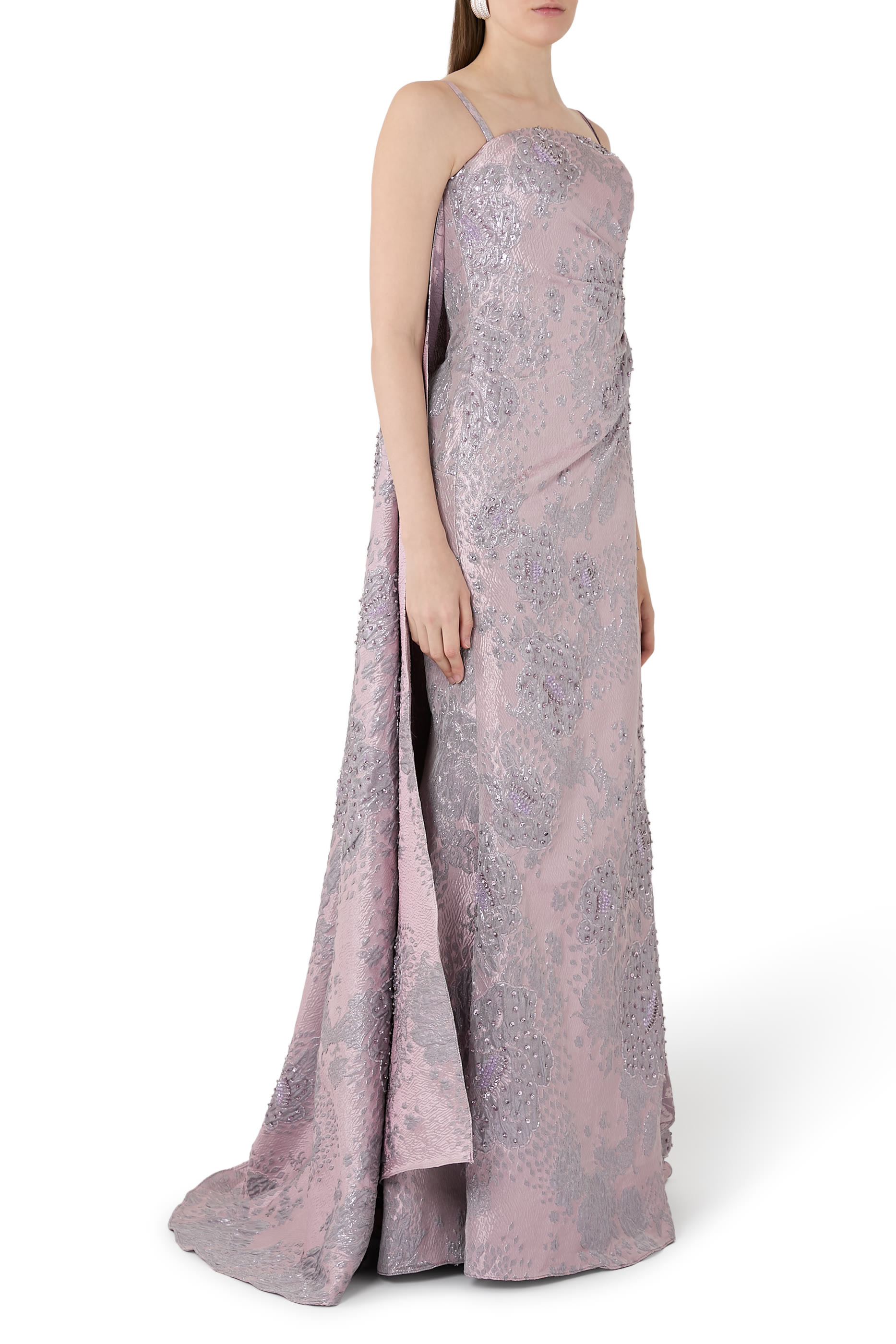 Strapless Jacquard Gown