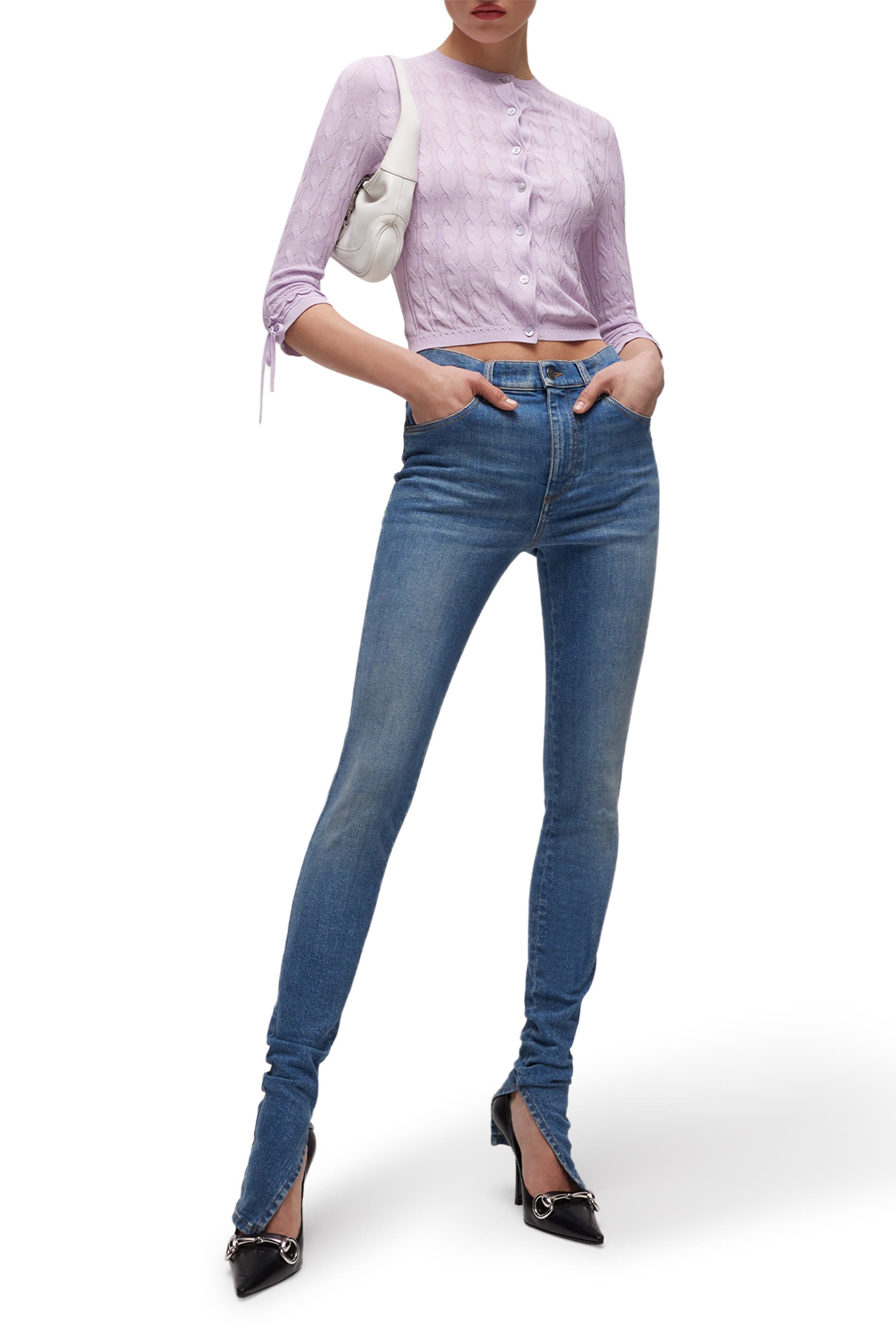 Braided Cotton Blend Cardigan 