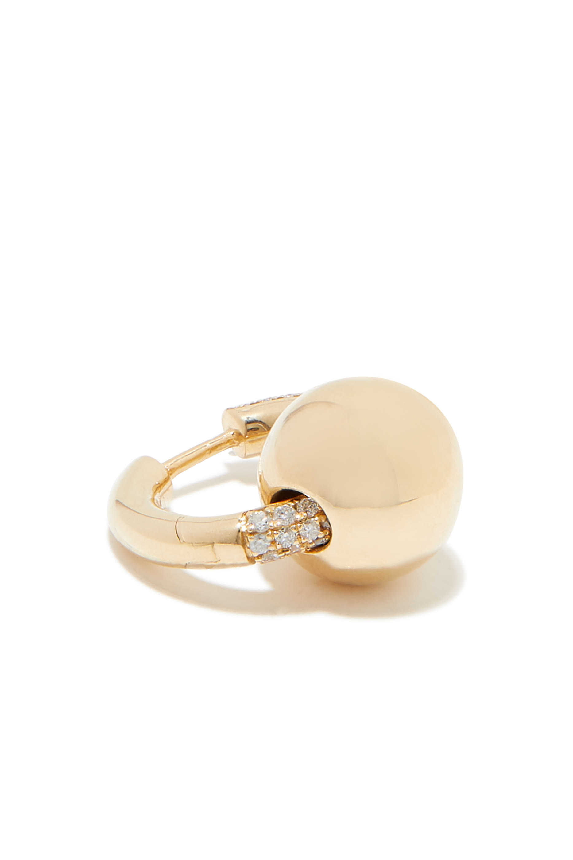 Embellished Hoop Earring, 14k Yellow Gold & Diamond