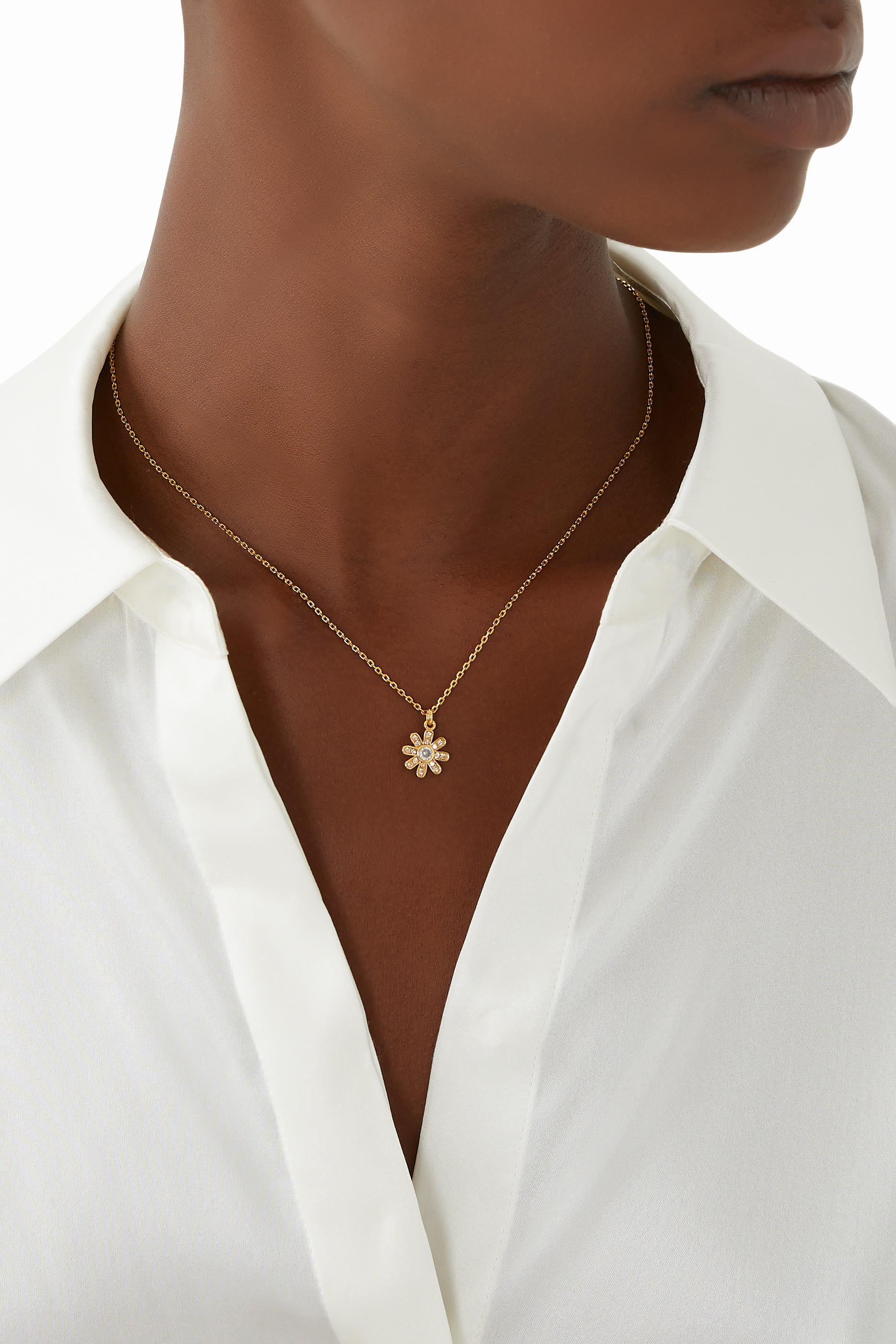 Bursting Blooms Pendant, Plated Metal & Cubic Zirconia