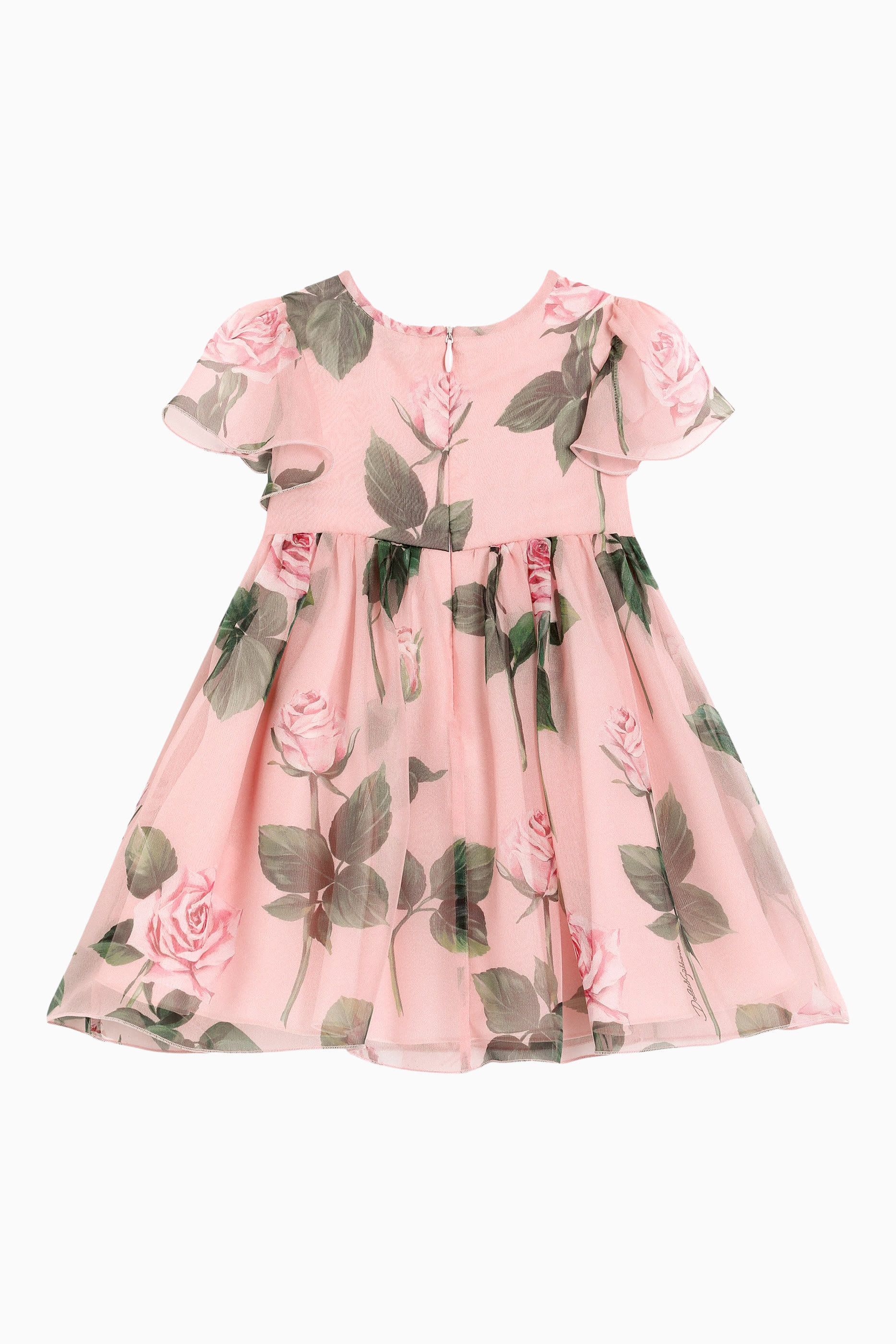 Kids Rose Print Chiffon Dress
