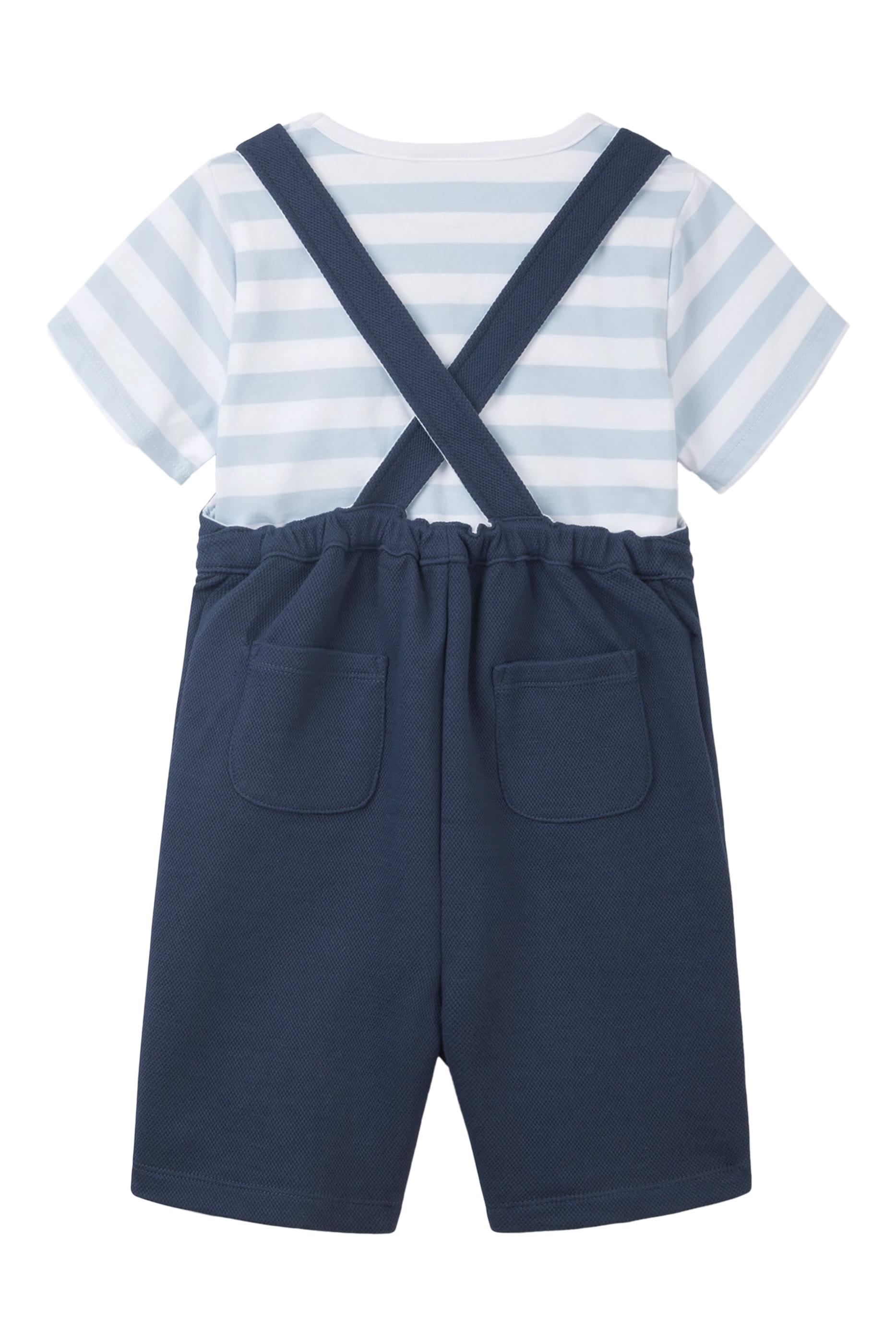 Kids Pique Dungarees & T-Shirt Set