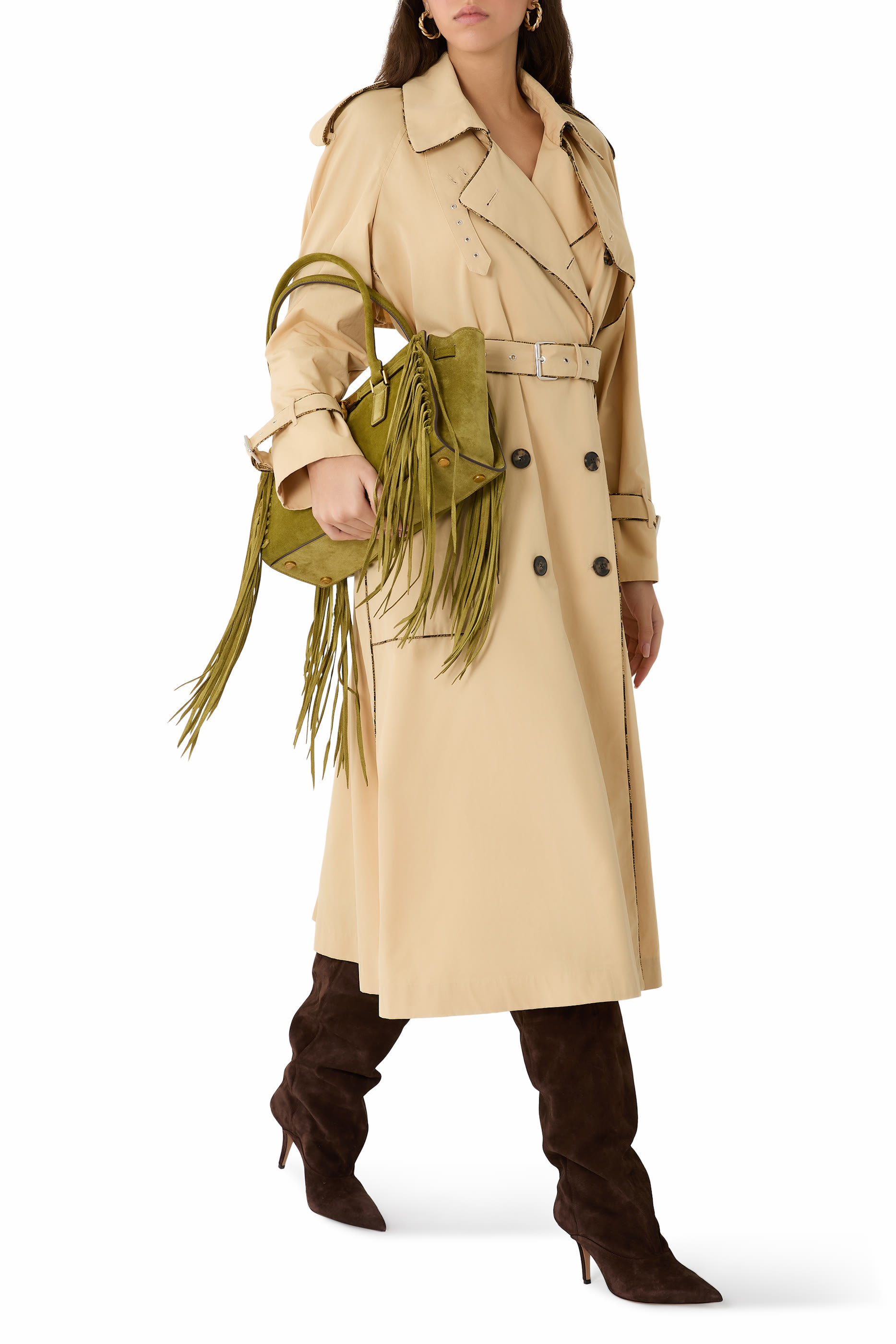 Hamilton Moderne Small Fringed Suede Satchel 