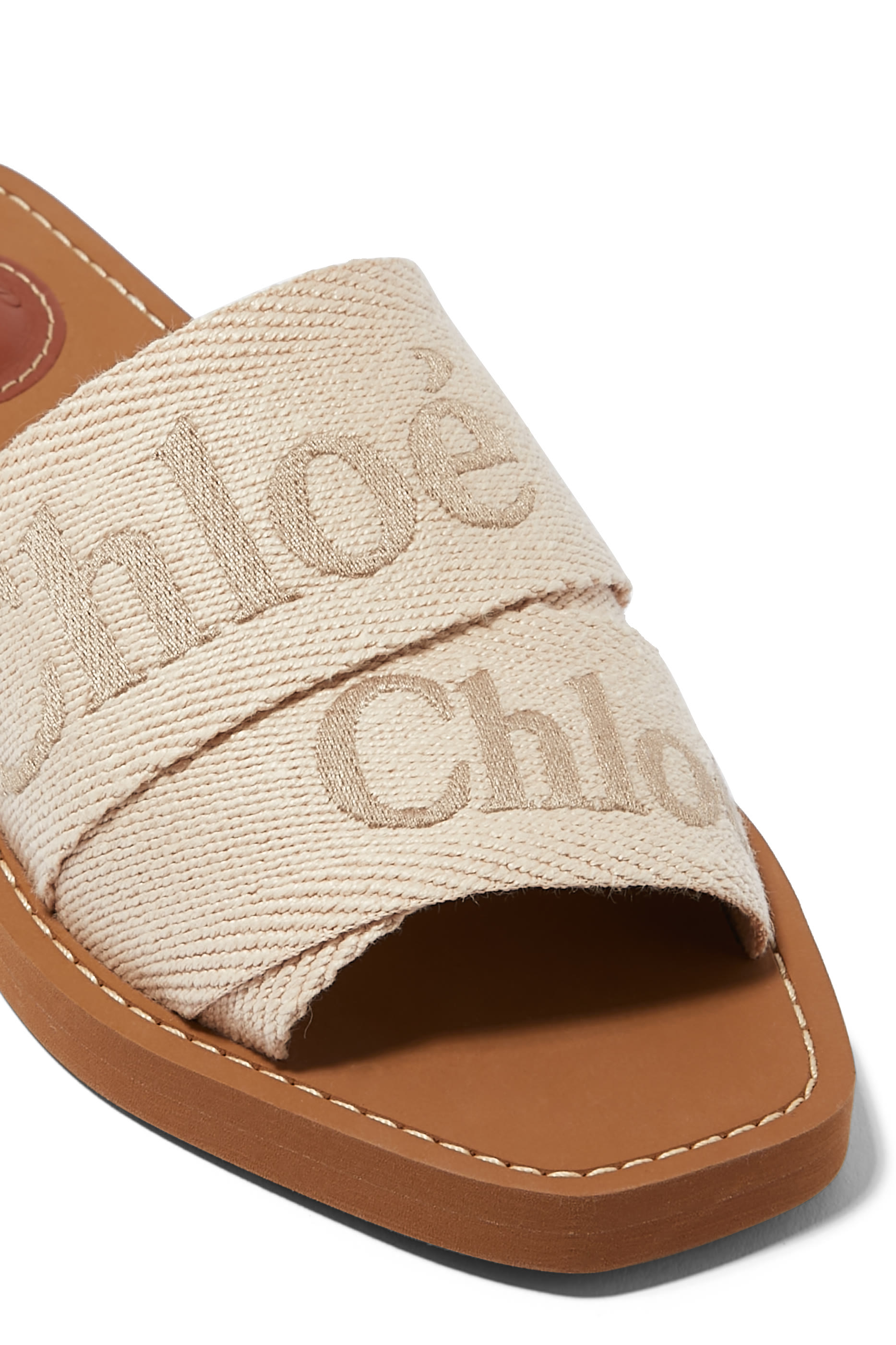 Woody Flat Linen Mules