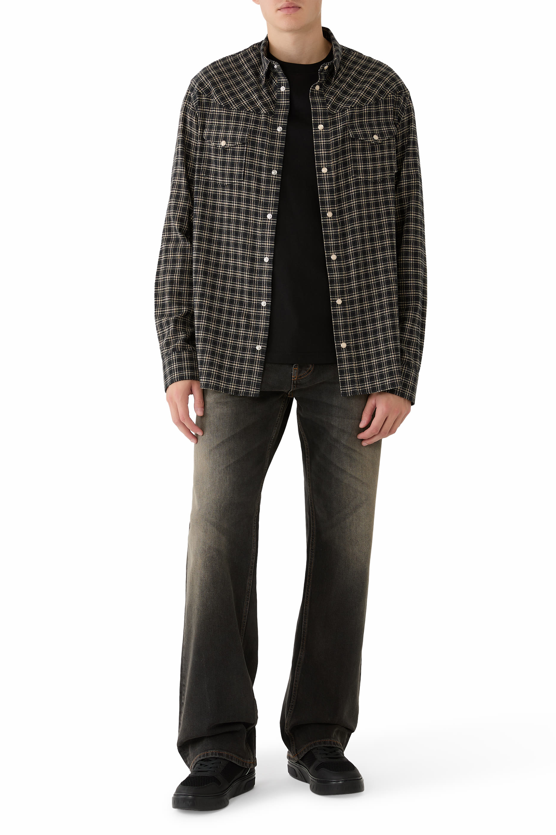 Chest Pockets Check Flannel Shirt