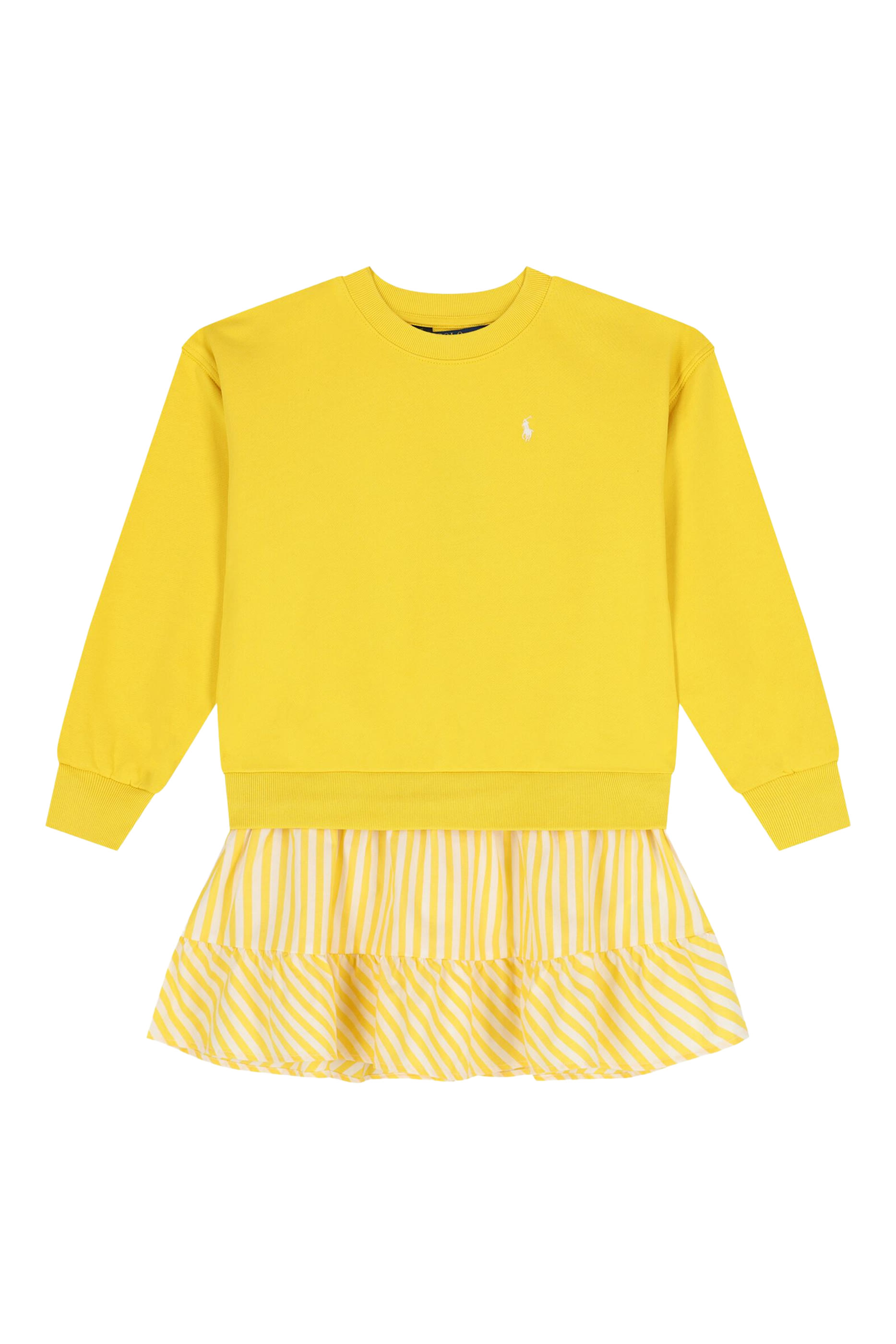 Kids Striped-Skirt Loopback Fleece Dress
