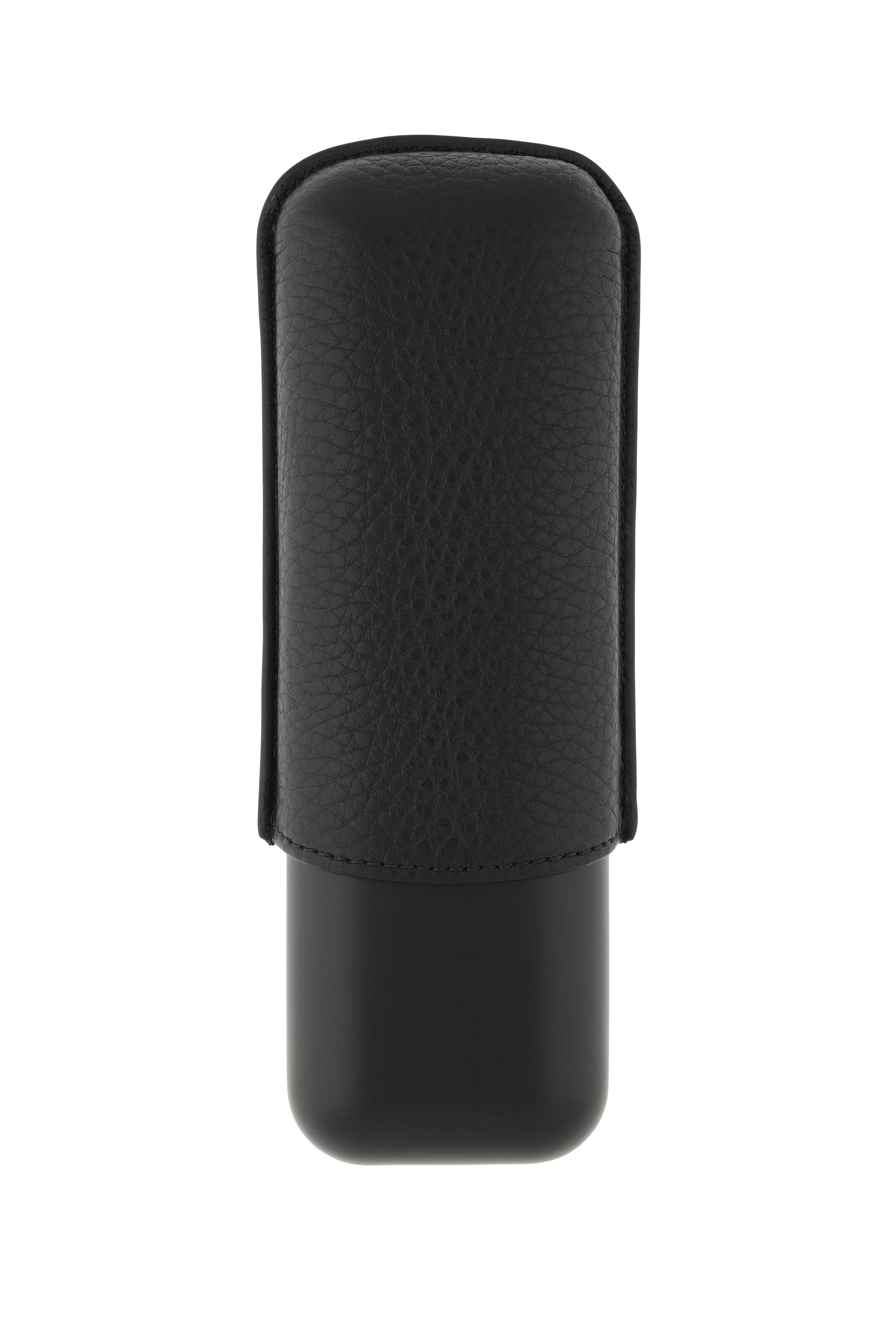 Double Cigar Case in Grained Leather & Metal