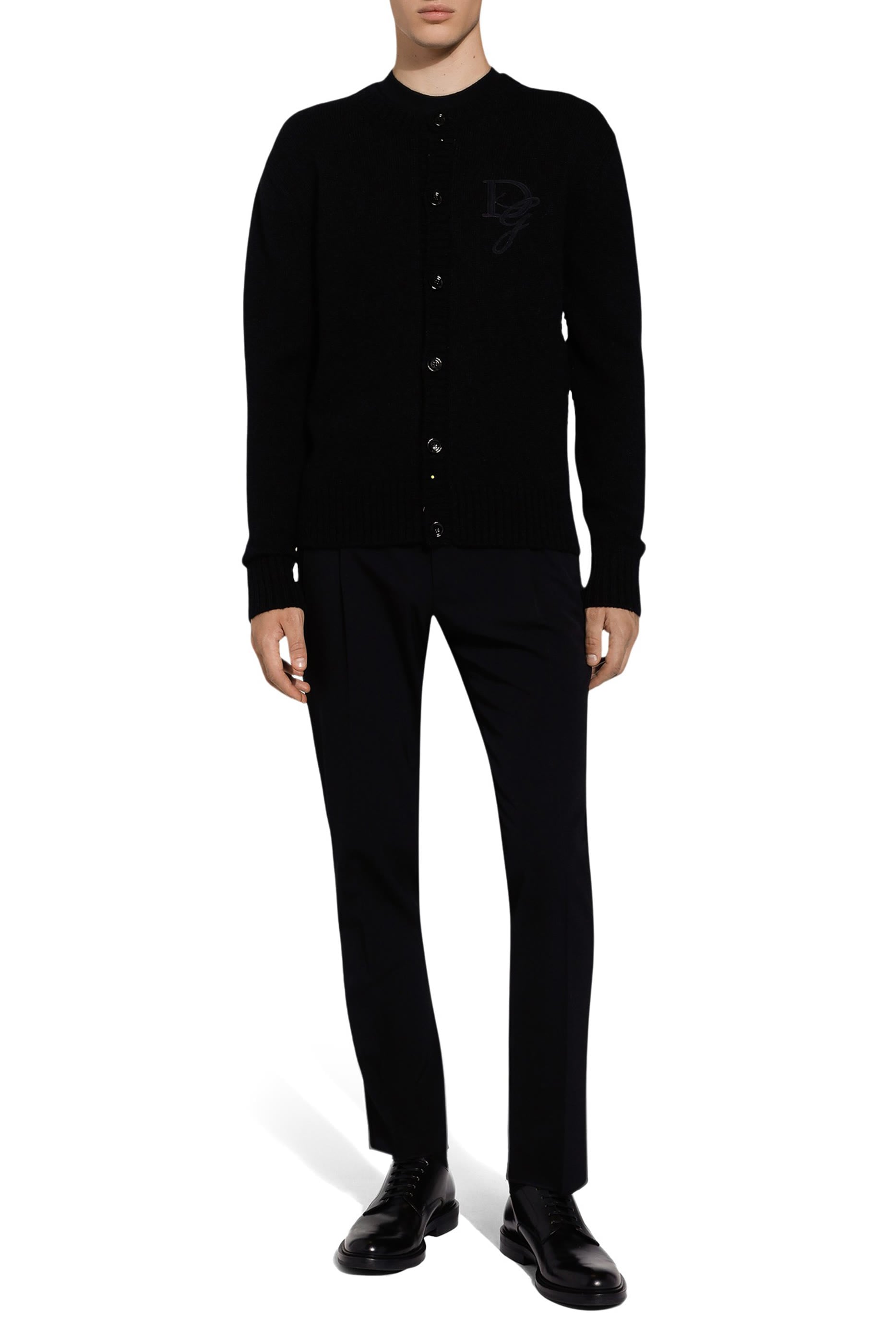 Cashmere Round-Neck Sweater with DG Embroidery