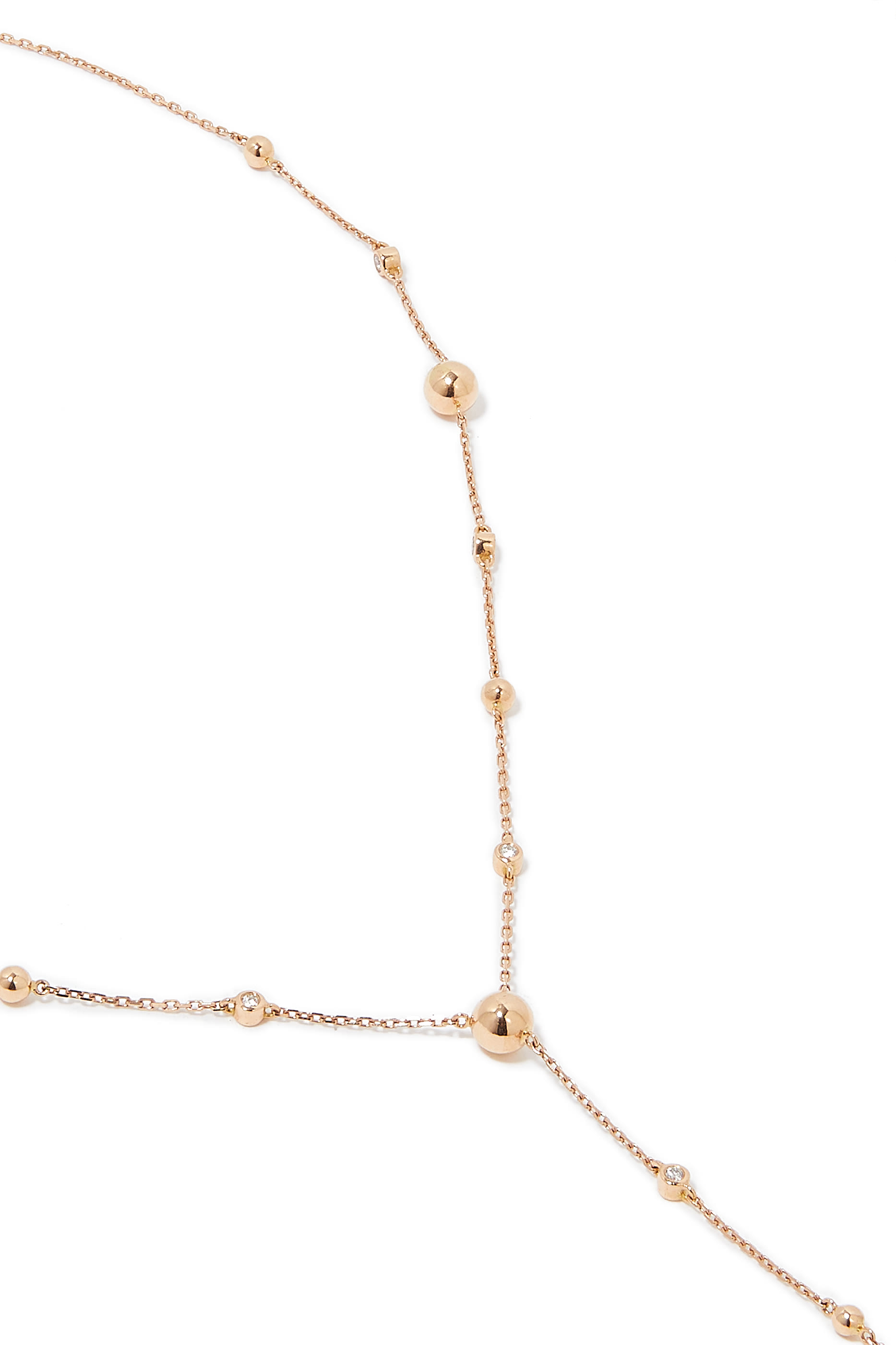 Japan Enishi Lariet Necklace, 18k Pink Gold and Diamonds