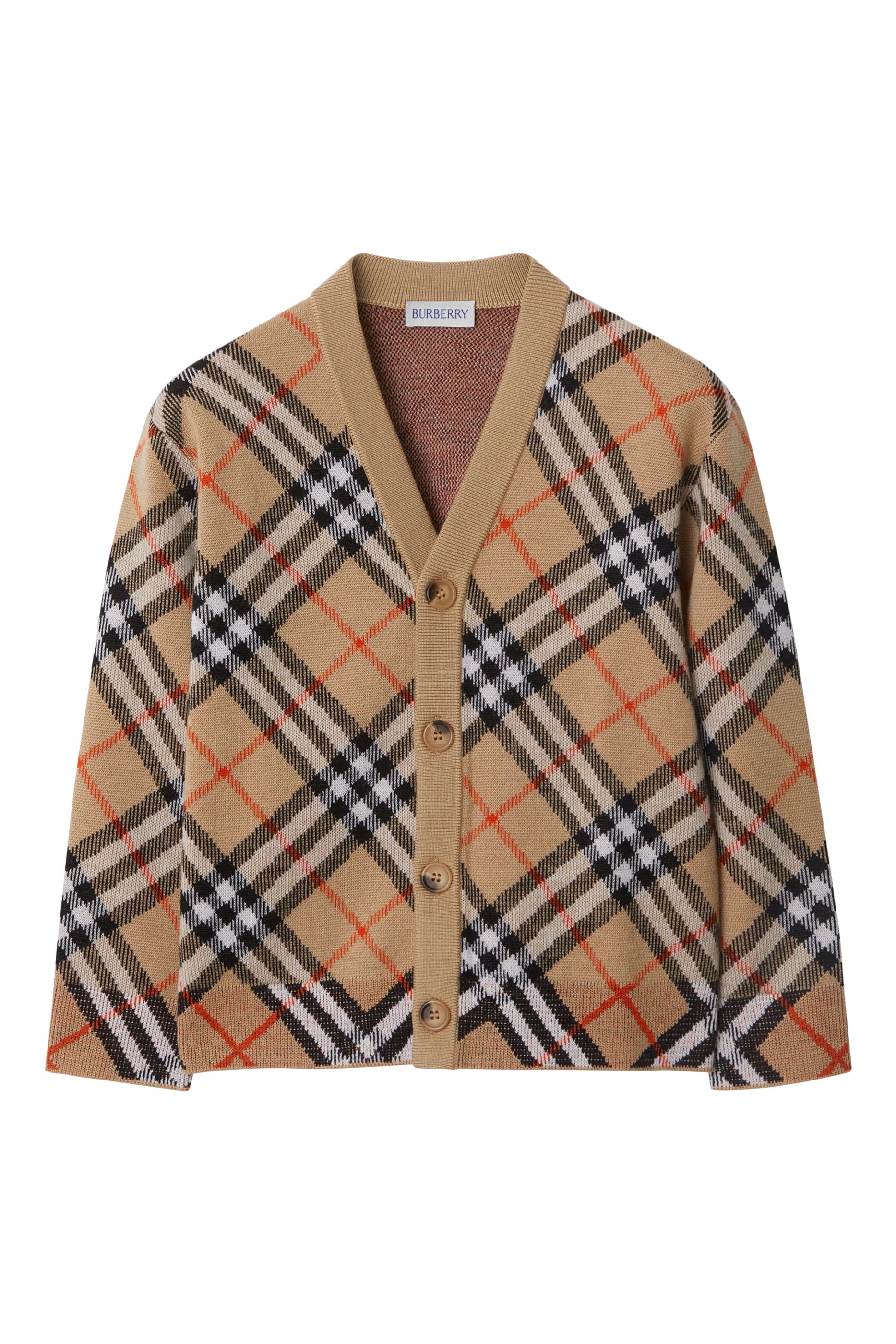 Kids Check Wool Cardigan