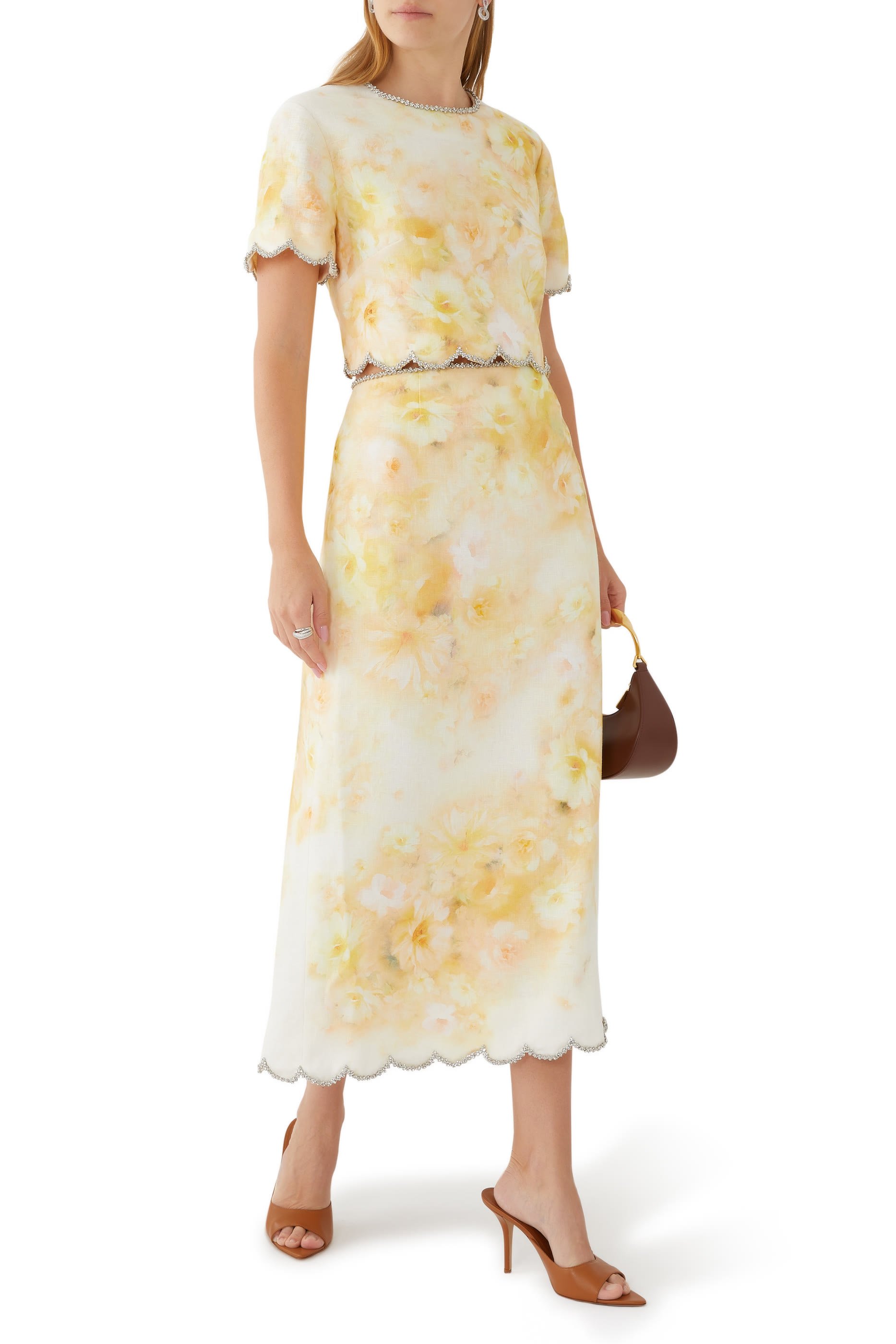 Crush Scalloped Midi Skirt