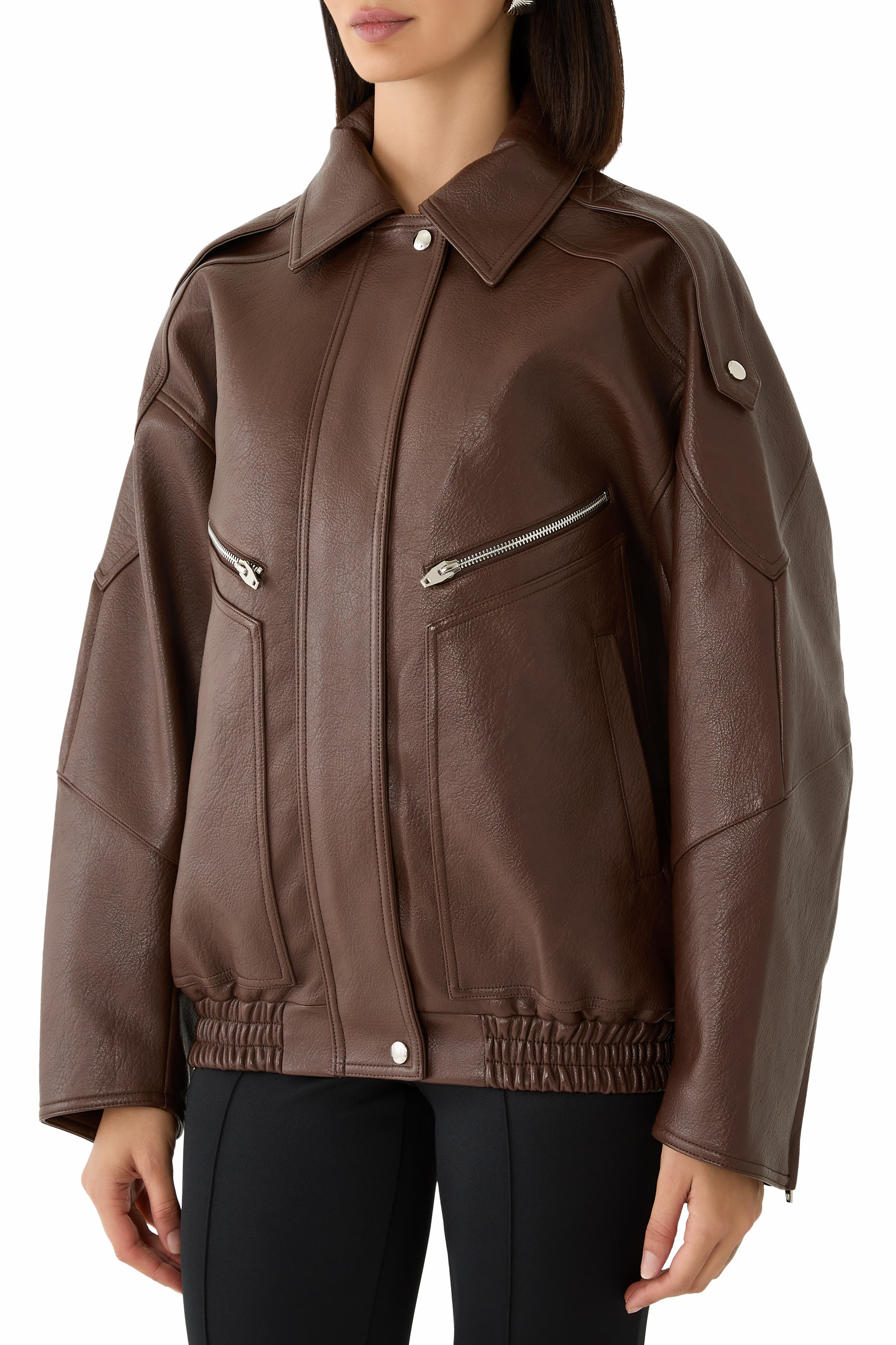 Hudson Faux Leather Bomber Jacket 