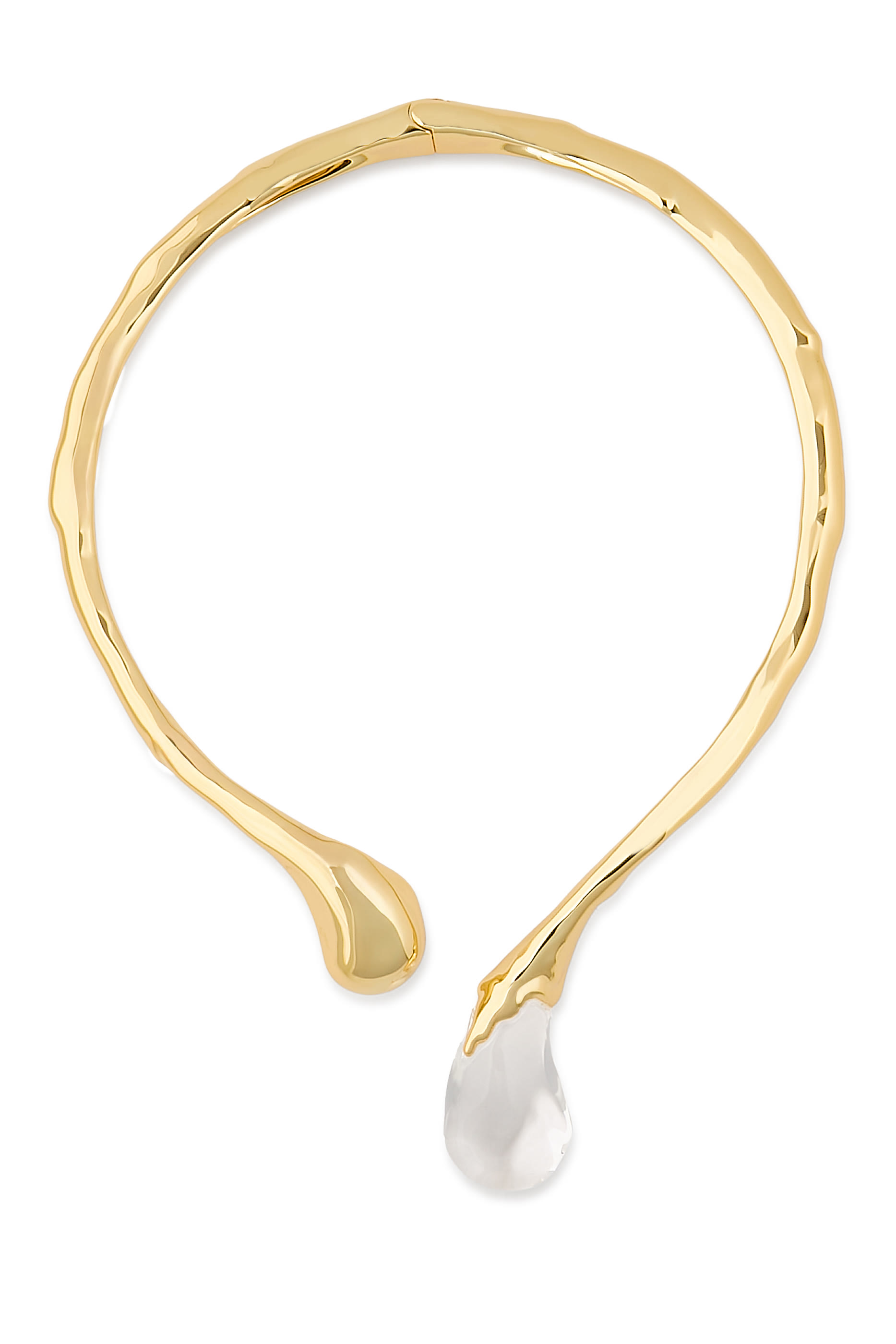 Liquid Lucite Sprout Collar Necklace, 14k Gold Plated Brass & Lucite