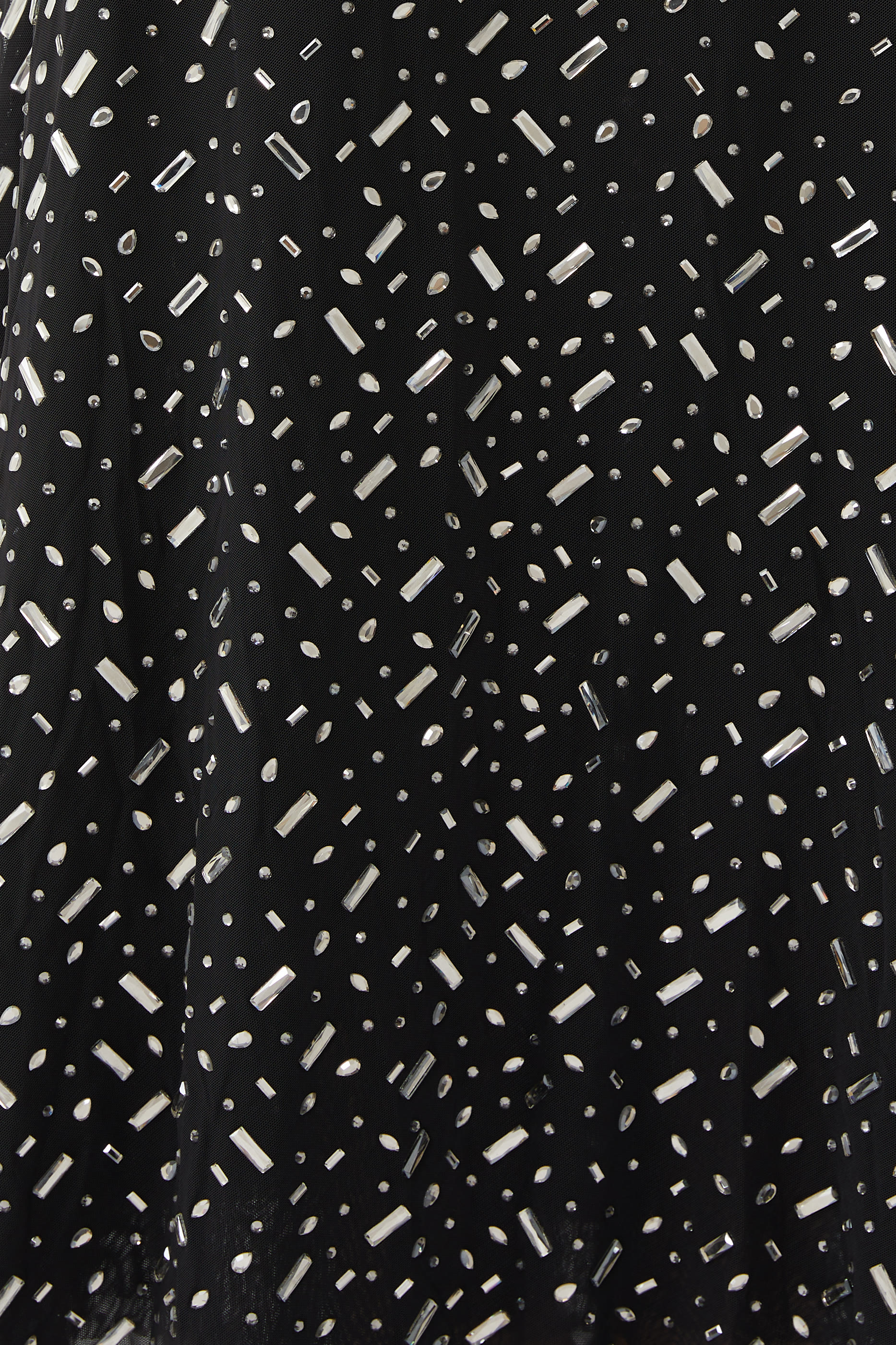 Square Rhinestone Mesh Maxi Dress