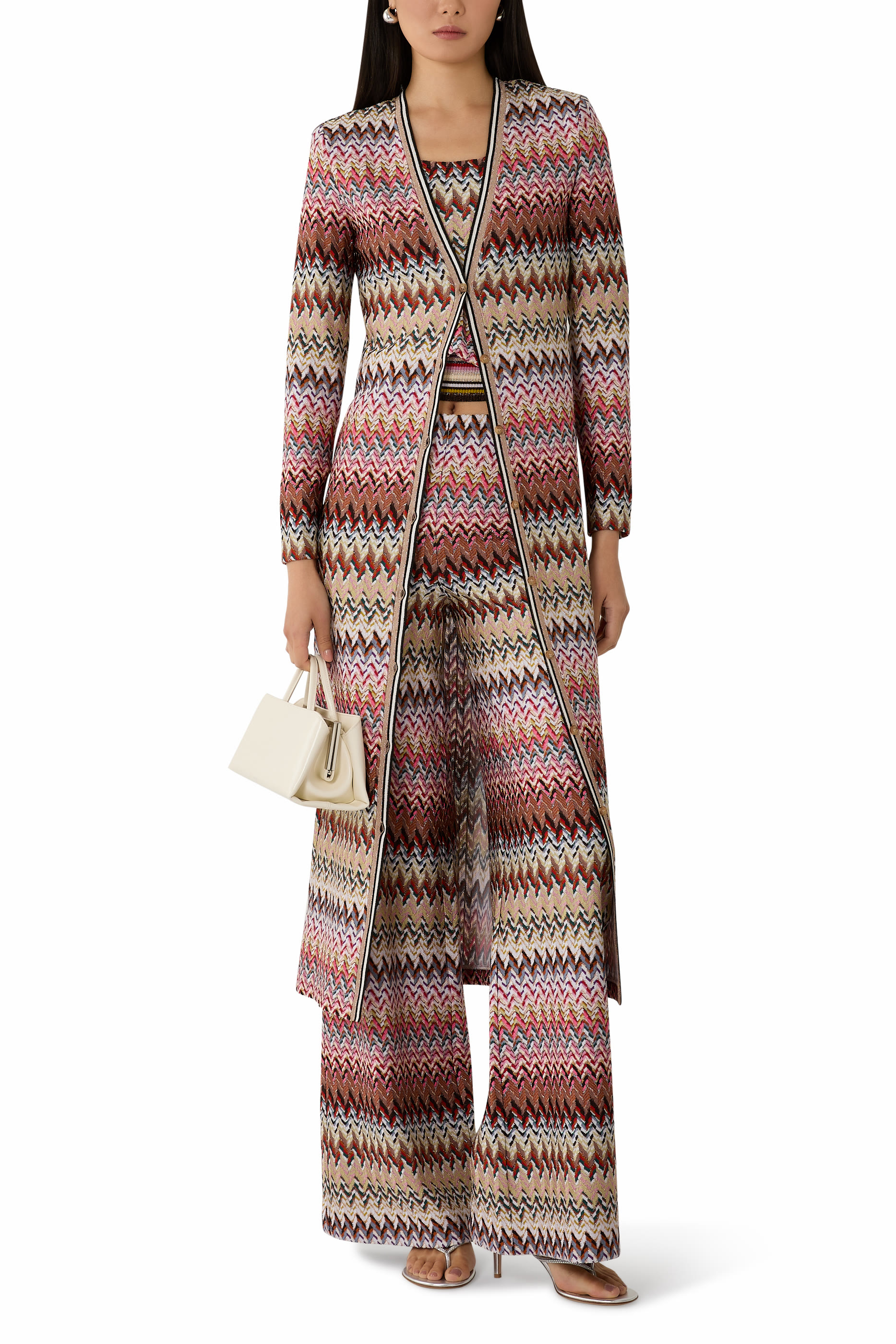 Zigzag-Pattern Cardi-Coat