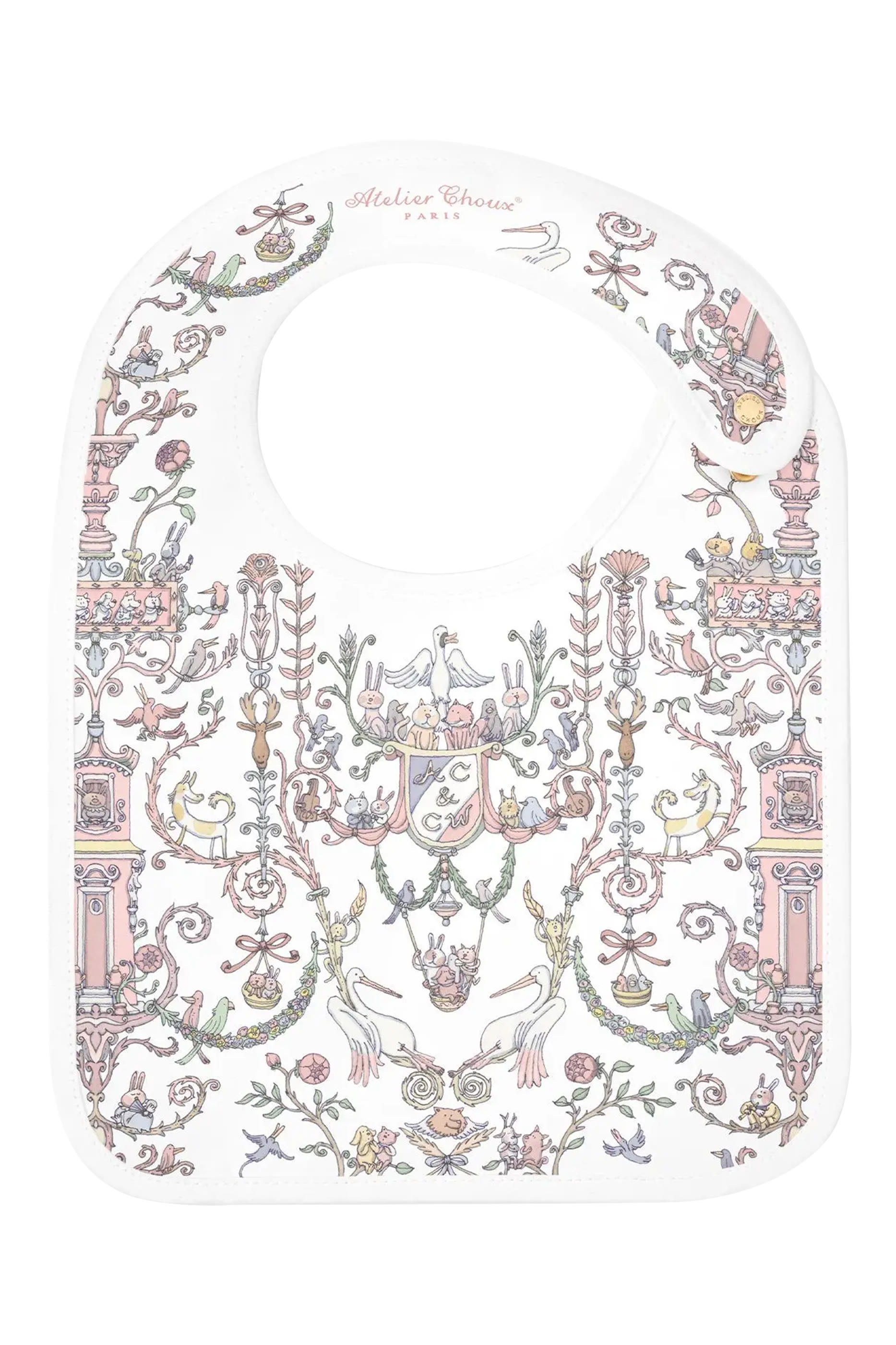Kids Toile de Jouy Carr&eacute; & Satin Bib Set