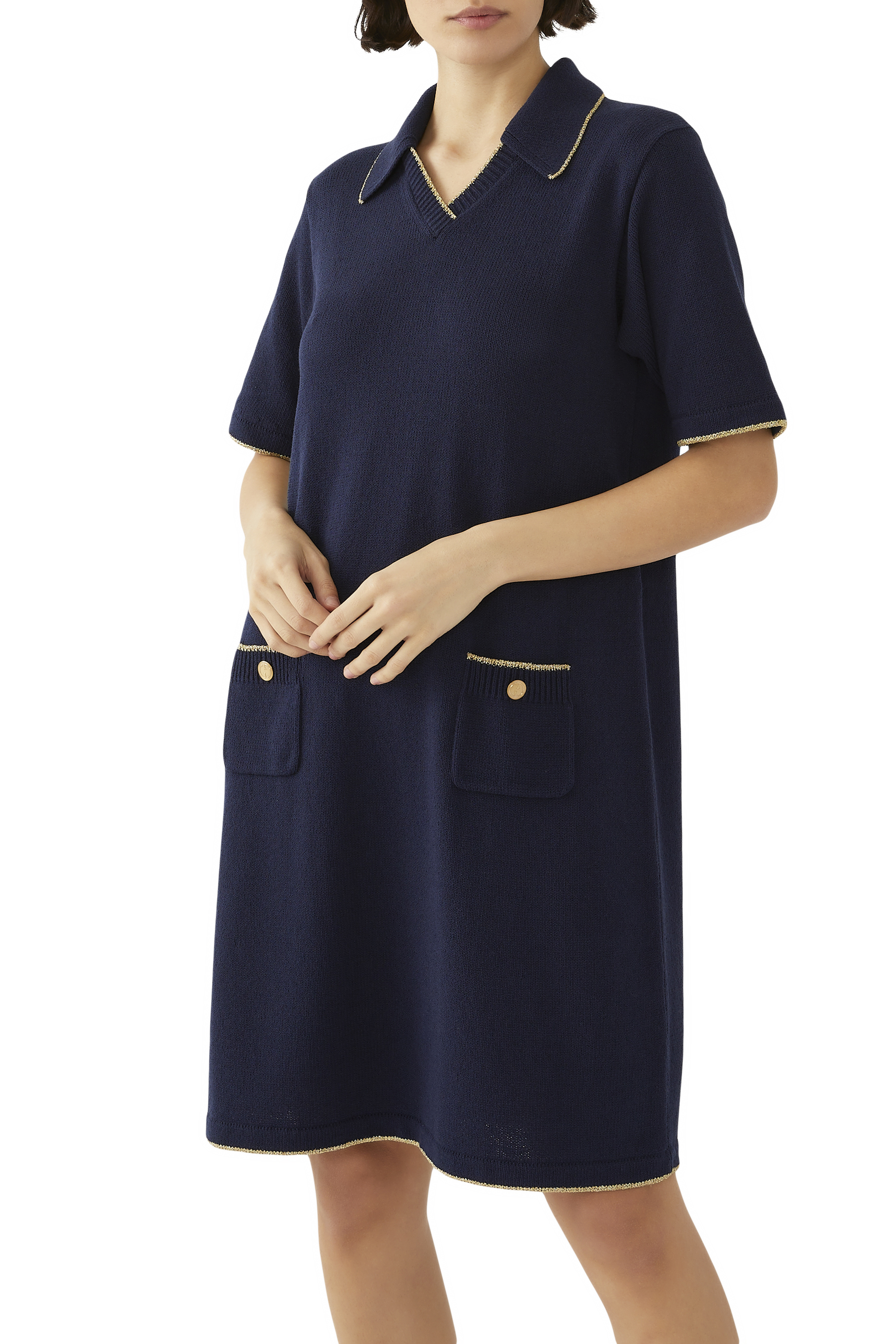 Cotton Knit Polo Dress