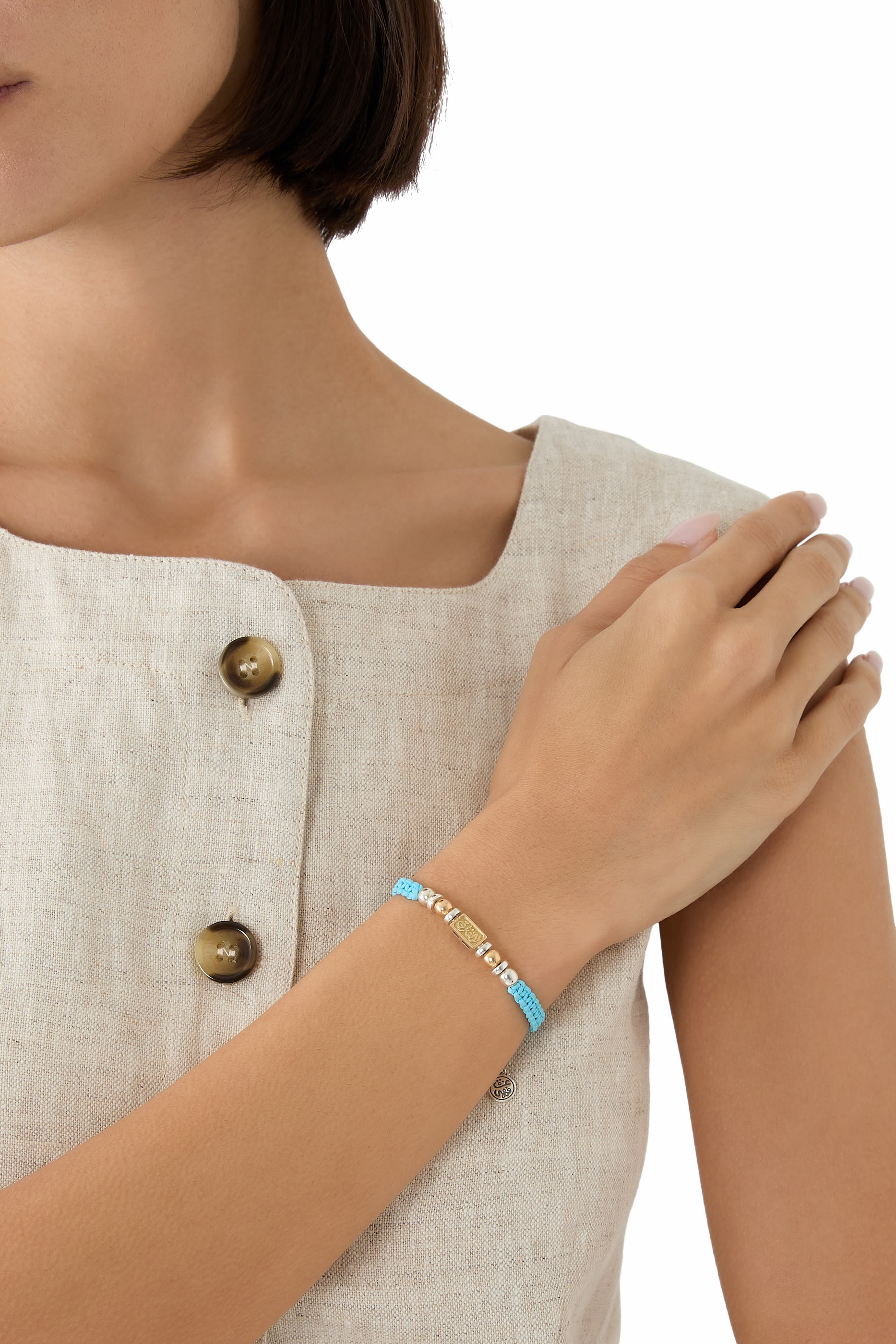  Never Apart Braided Bracelet, 18K Yellow Gold with Sterling Silver & Fabric